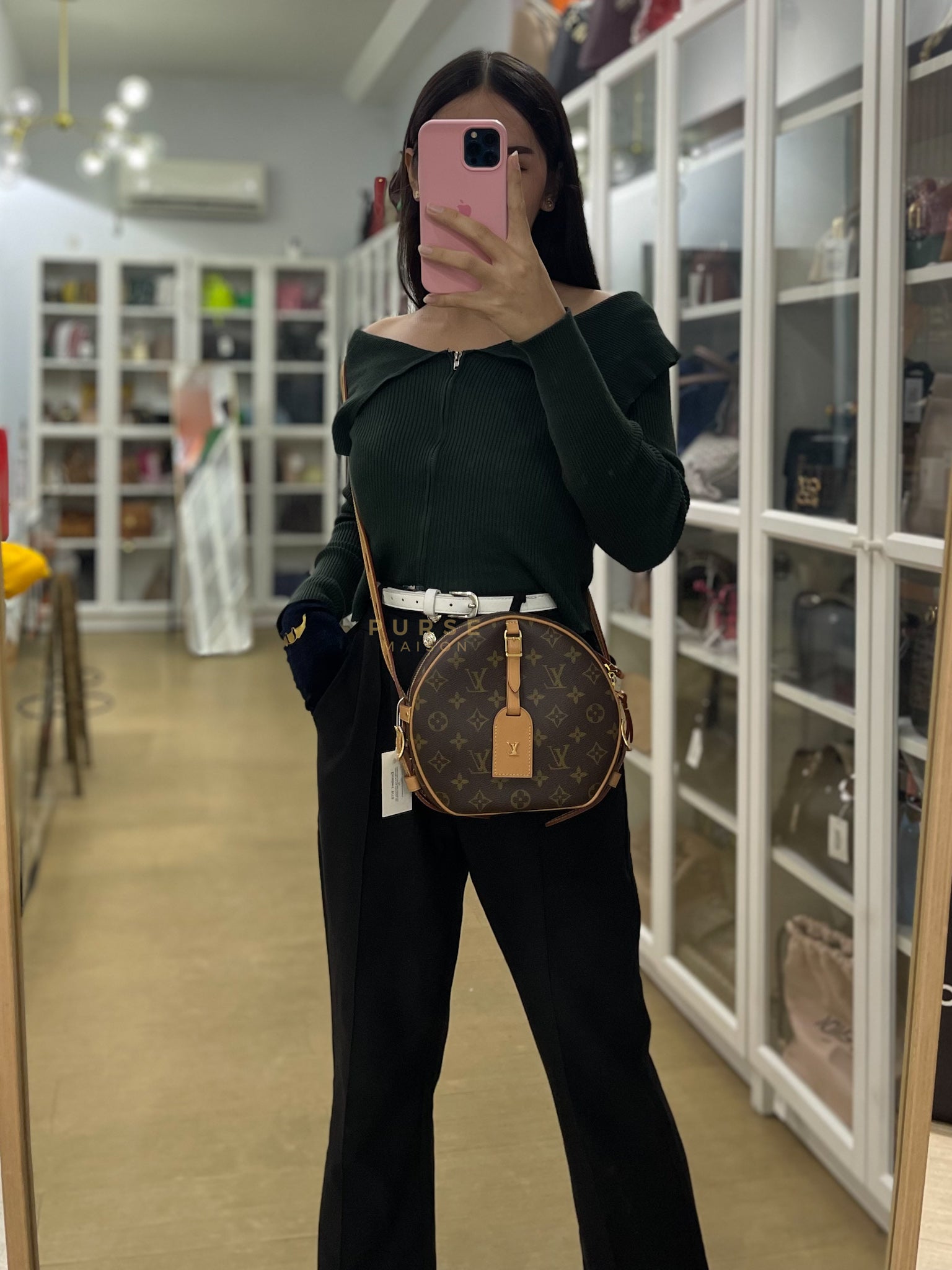 Boite Chapeau Souple MM Bag in Monogram Canvas & Gold Hardware (Microchip) | Purse Maison Luxury Bags Shop