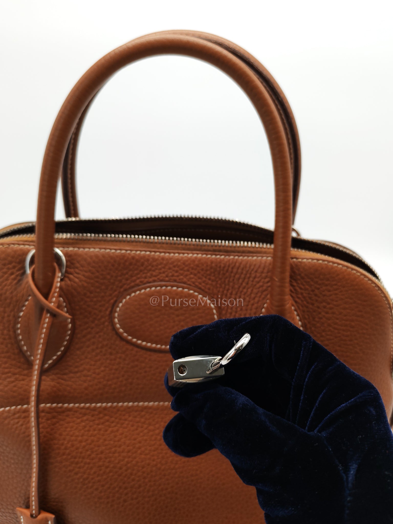 Bolide 31 Gold Taurillon Clemence Leather in Palladium Hardware Stamp C(2018) | Purse Maison Luxury Bags Shop