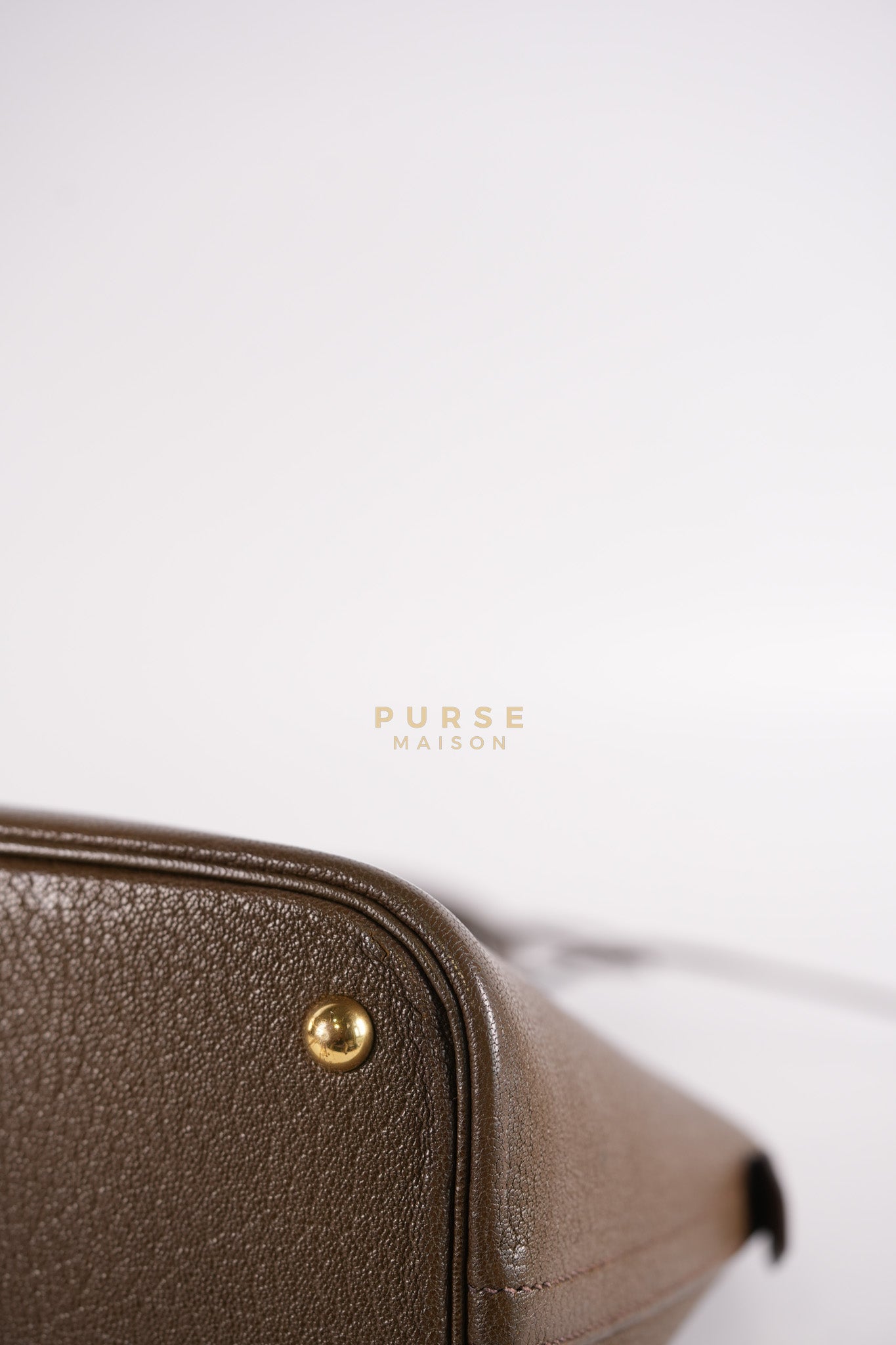 Bolide 35 in Dark Toupe Chèvre Mysore Leather Gold Hardware Stamp F Square(2002) | Purse Maison Luxury Bags Shop