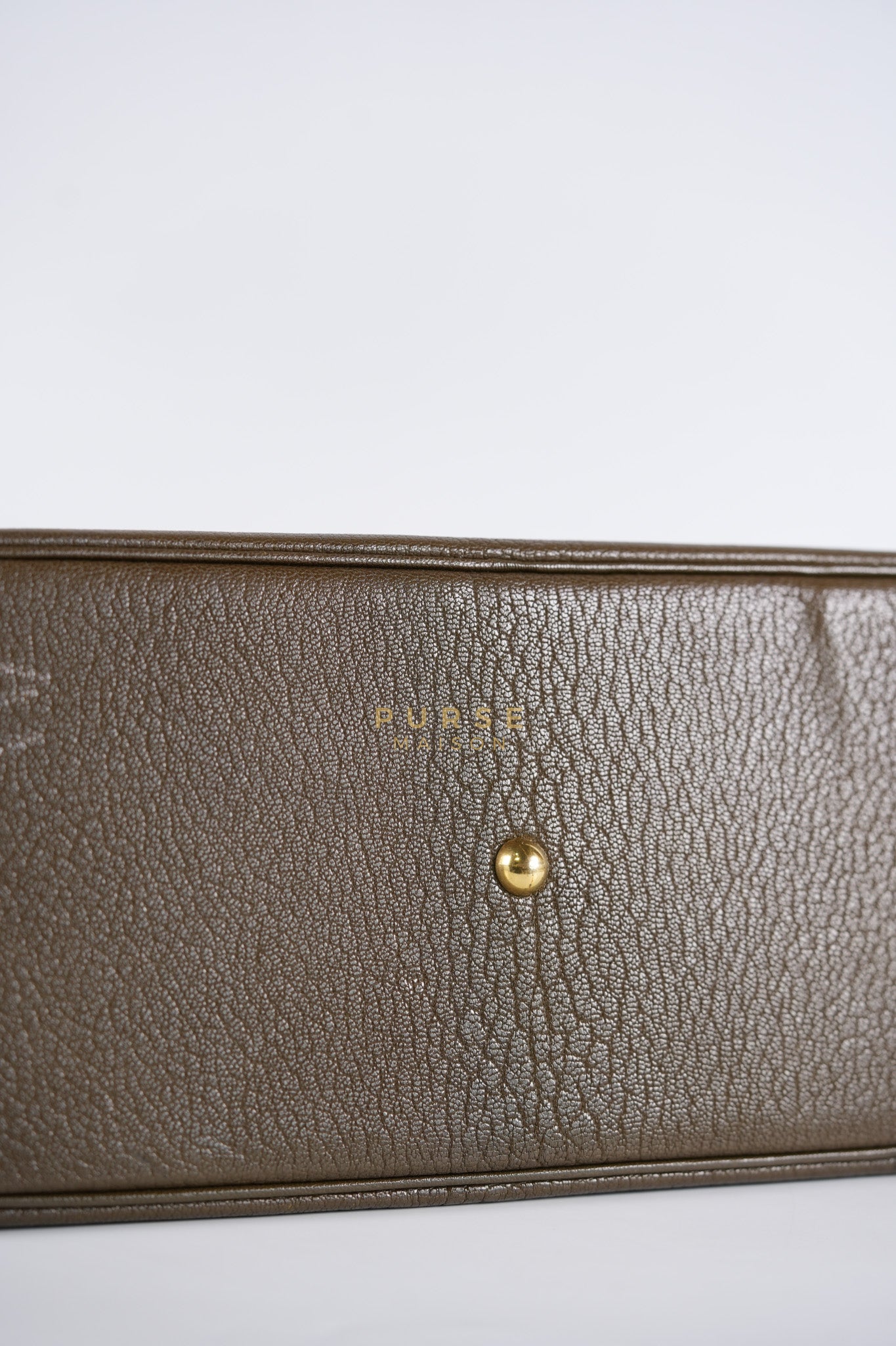 Bolide 35 in Dark Toupe Chèvre Mysore Leather Gold Hardware Stamp F Square(2002) | Purse Maison Luxury Bags Shop