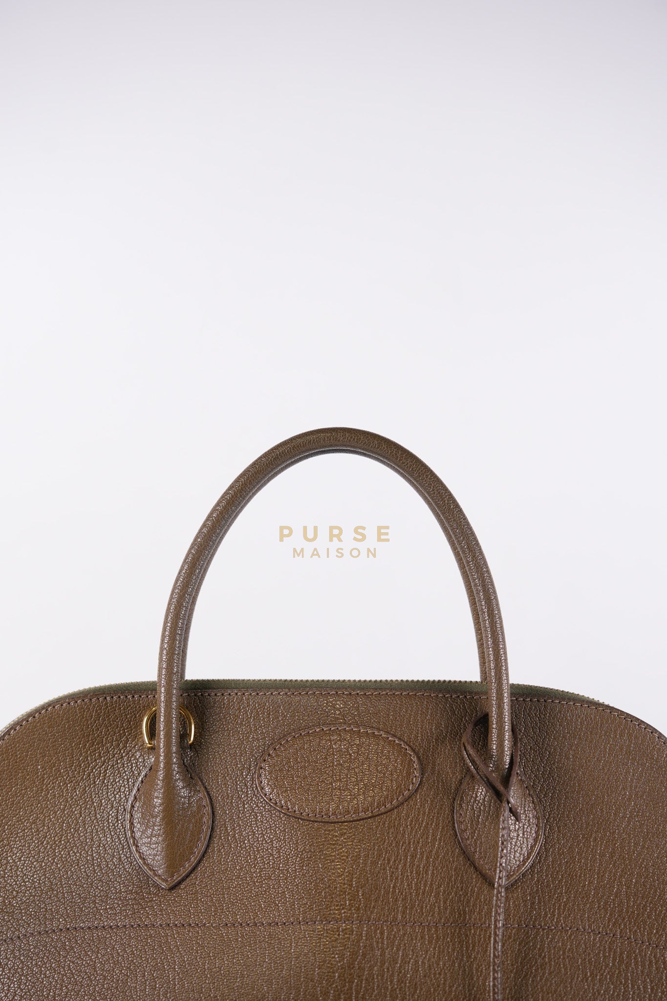 Bolide 35 in Dark Toupe Chèvre Mysore Leather Gold Hardware Stamp F Square(2002) | Purse Maison Luxury Bags Shop