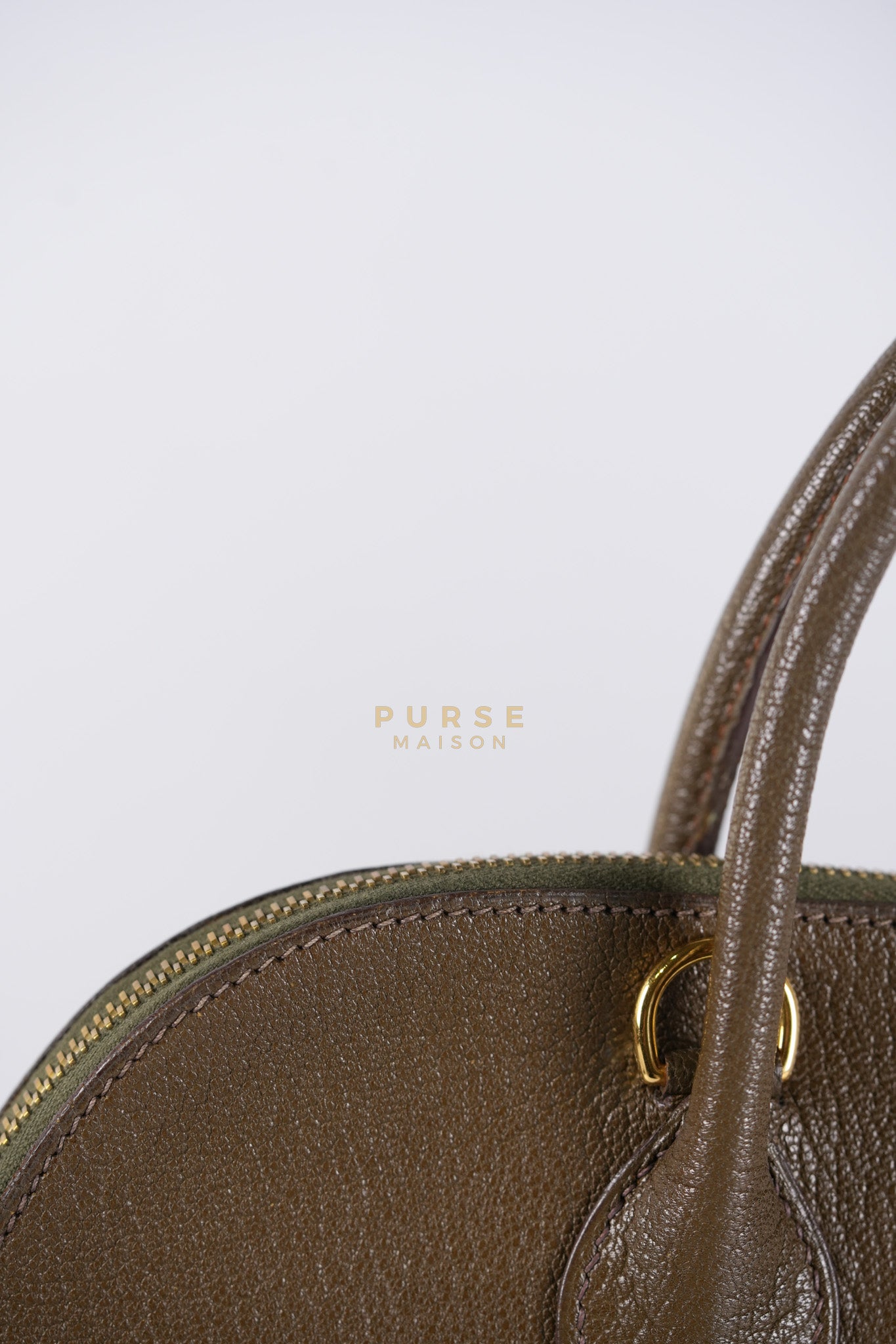 Bolide 35 in Dark Toupe Chèvre Mysore Leather Gold Hardware Stamp F Square(2002) | Purse Maison Luxury Bags Shop