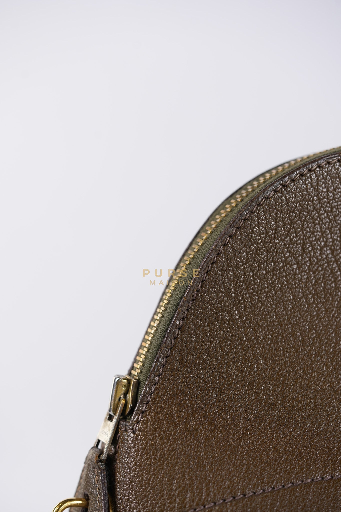 Bolide 35 in Dark Toupe Chèvre Mysore Leather Gold Hardware Stamp F Square(2002) | Purse Maison Luxury Bags Shop