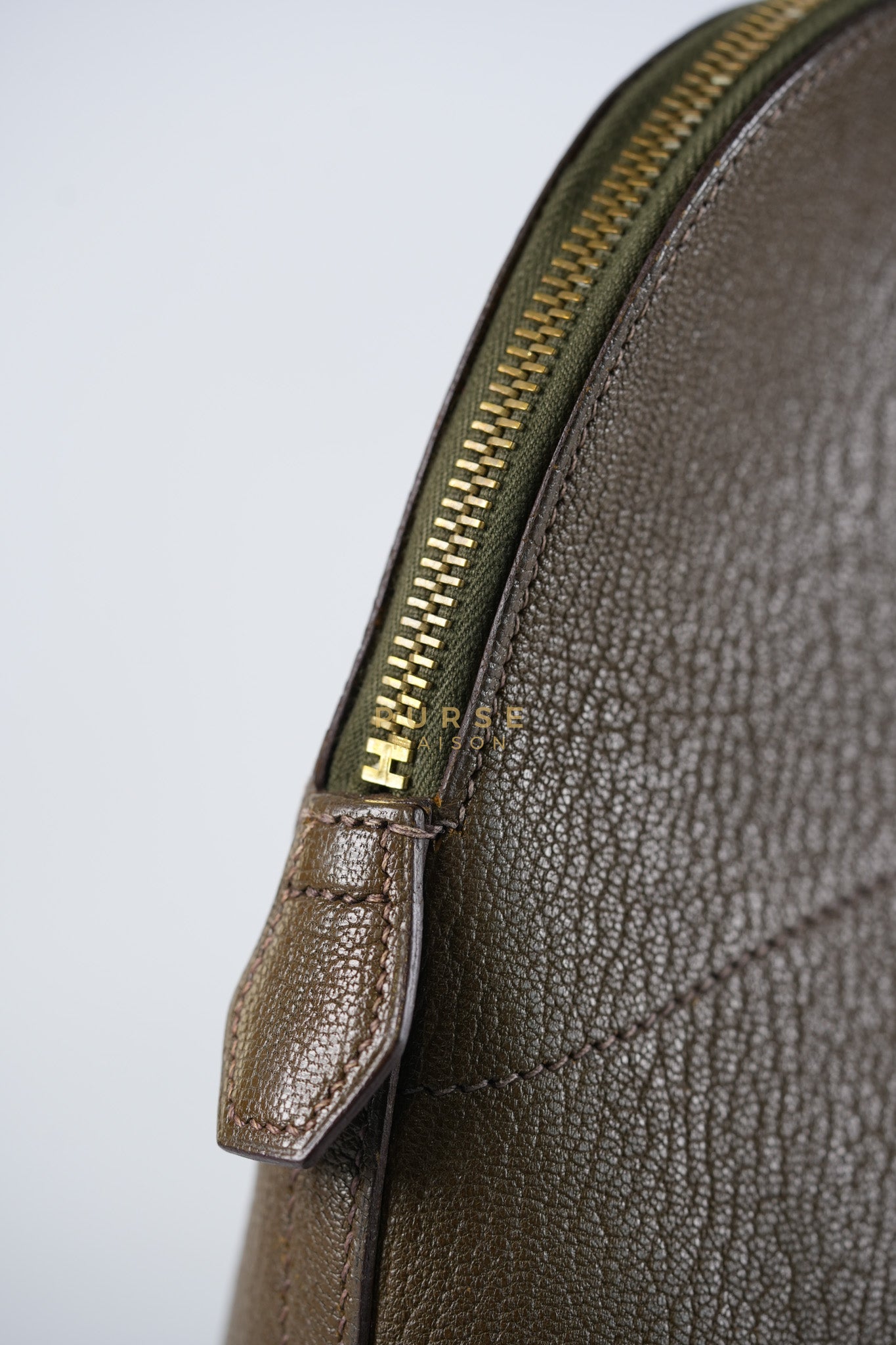 Bolide 35 in Dark Toupe Chèvre Mysore Leather Gold Hardware Stamp F Square(2002) | Purse Maison Luxury Bags Shop