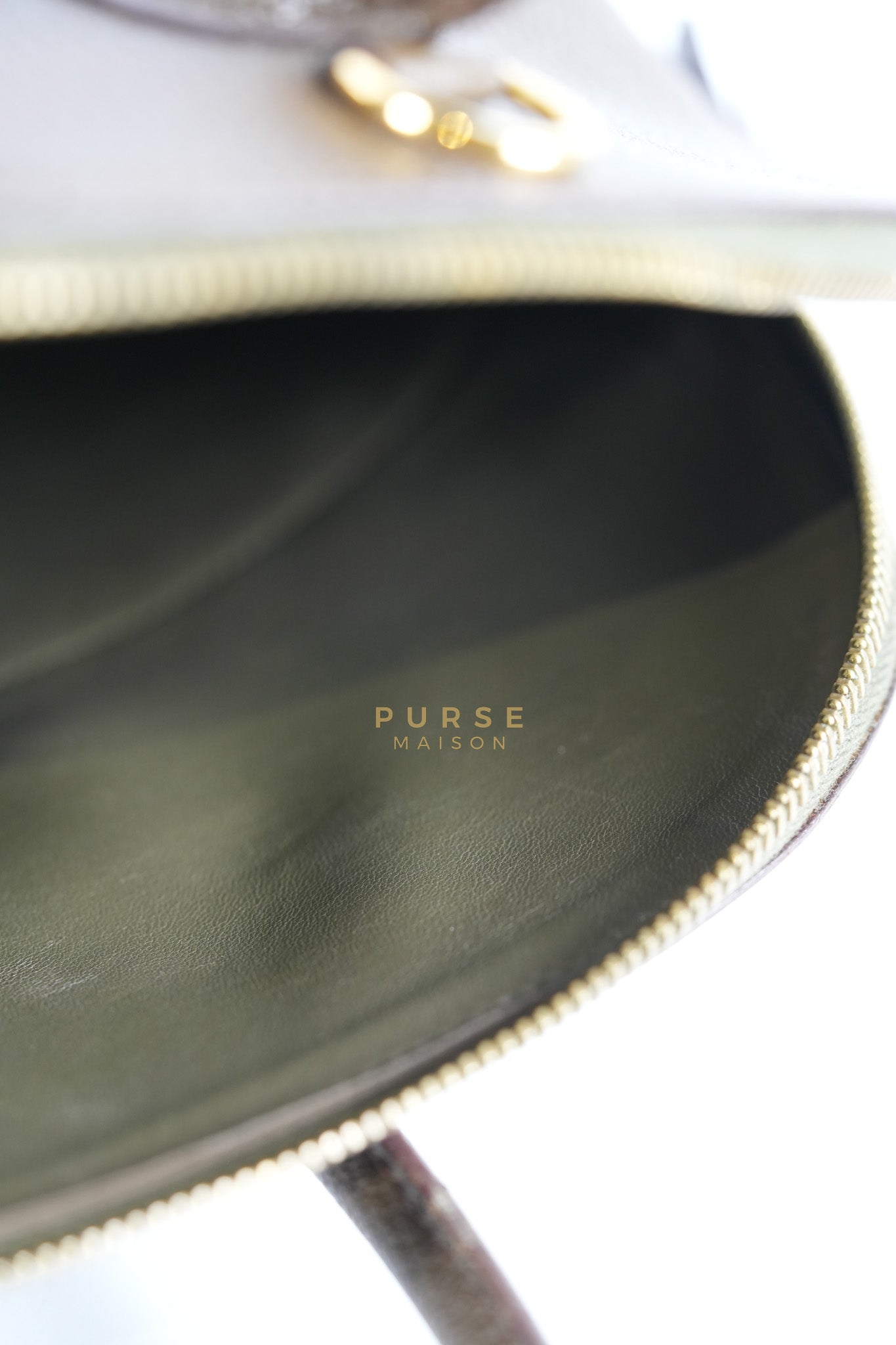 Bolide 35 in Dark Toupe Chèvre Mysore Leather Gold Hardware Stamp F Square(2002) | Purse Maison Luxury Bags Shop