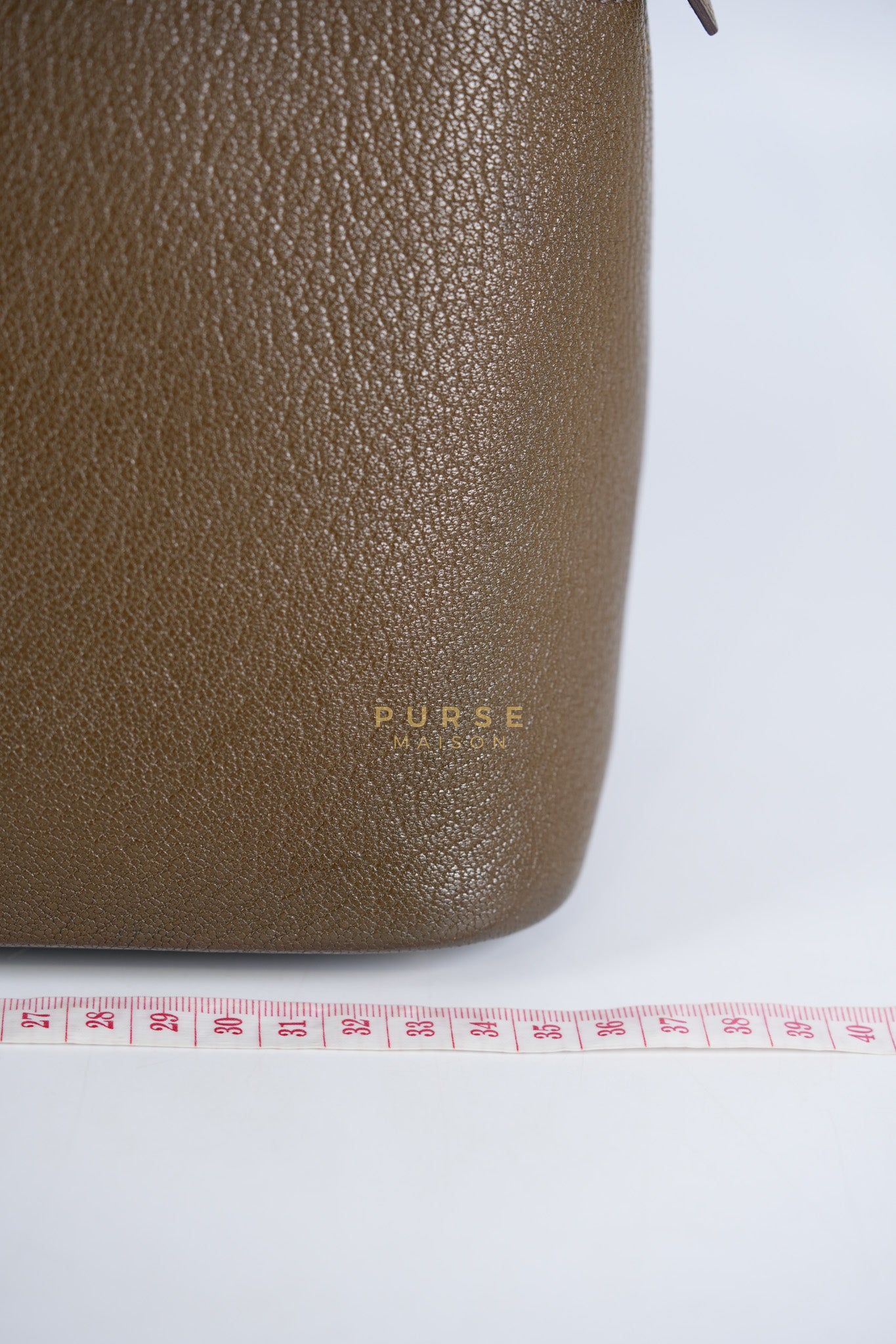 Bolide 35 in Dark Toupe Chèvre Mysore Leather Gold Hardware Stamp F Square(2002) | Purse Maison Luxury Bags Shop