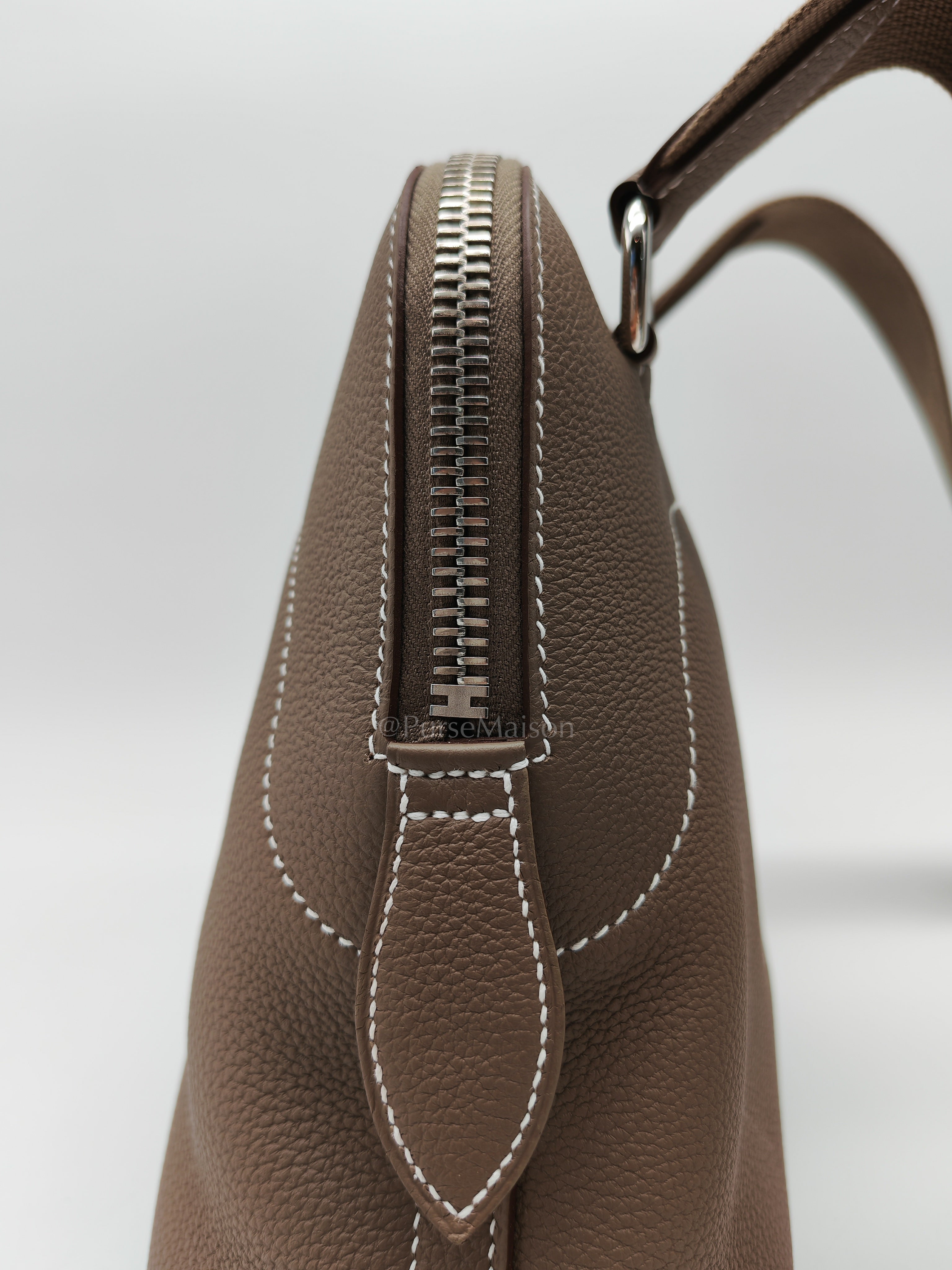 Bolide Messenger in Etoupe Evercolor Leather and Palladium Hardwarde Stamp K (2025) | Purse Maison Luxury Bags Shop
