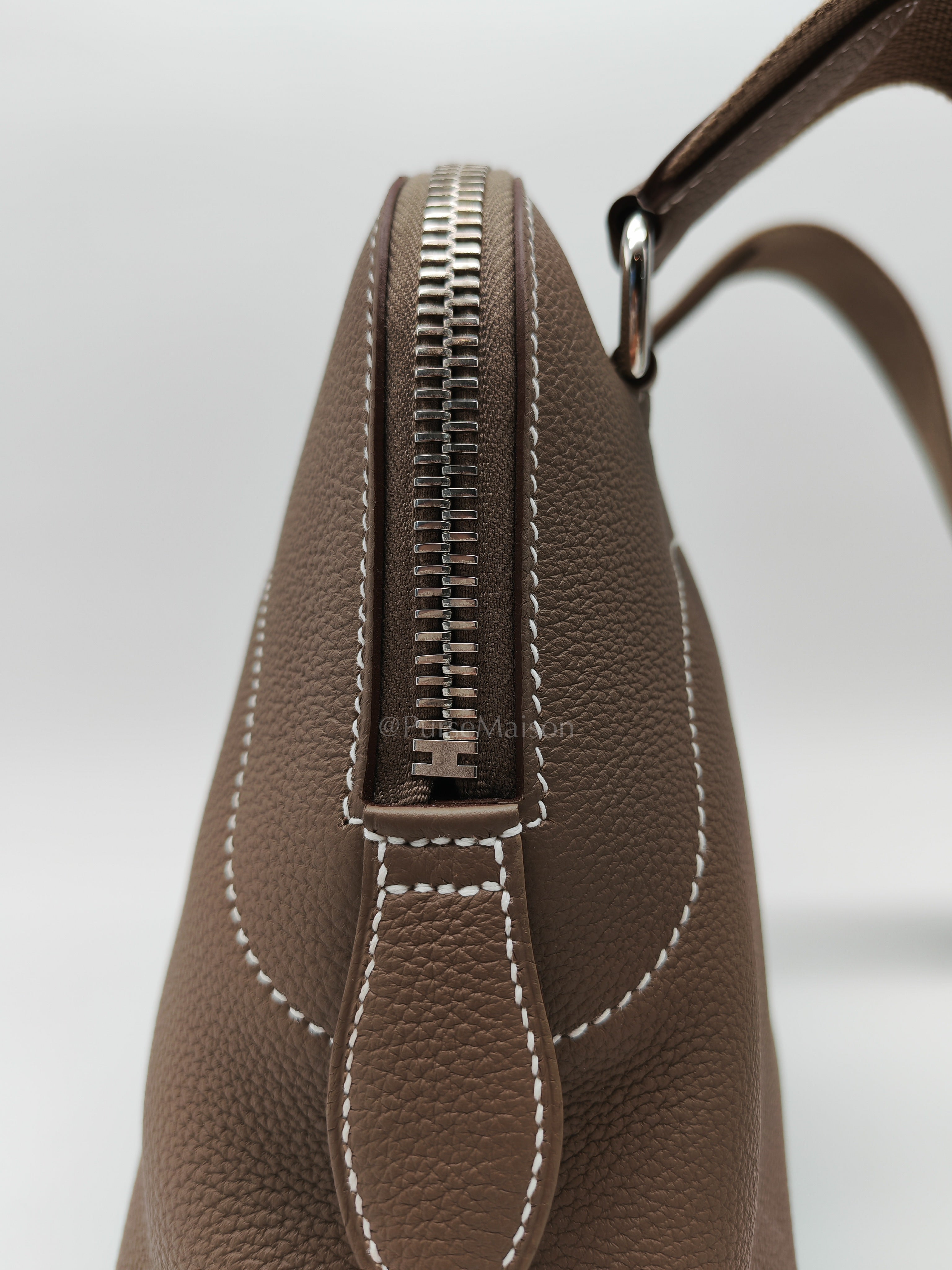 Bolide Messenger in Etoupe Evercolor Leather and Palladium Hardwarde Stamp K (2025) | Purse Maison Luxury Bags Shop