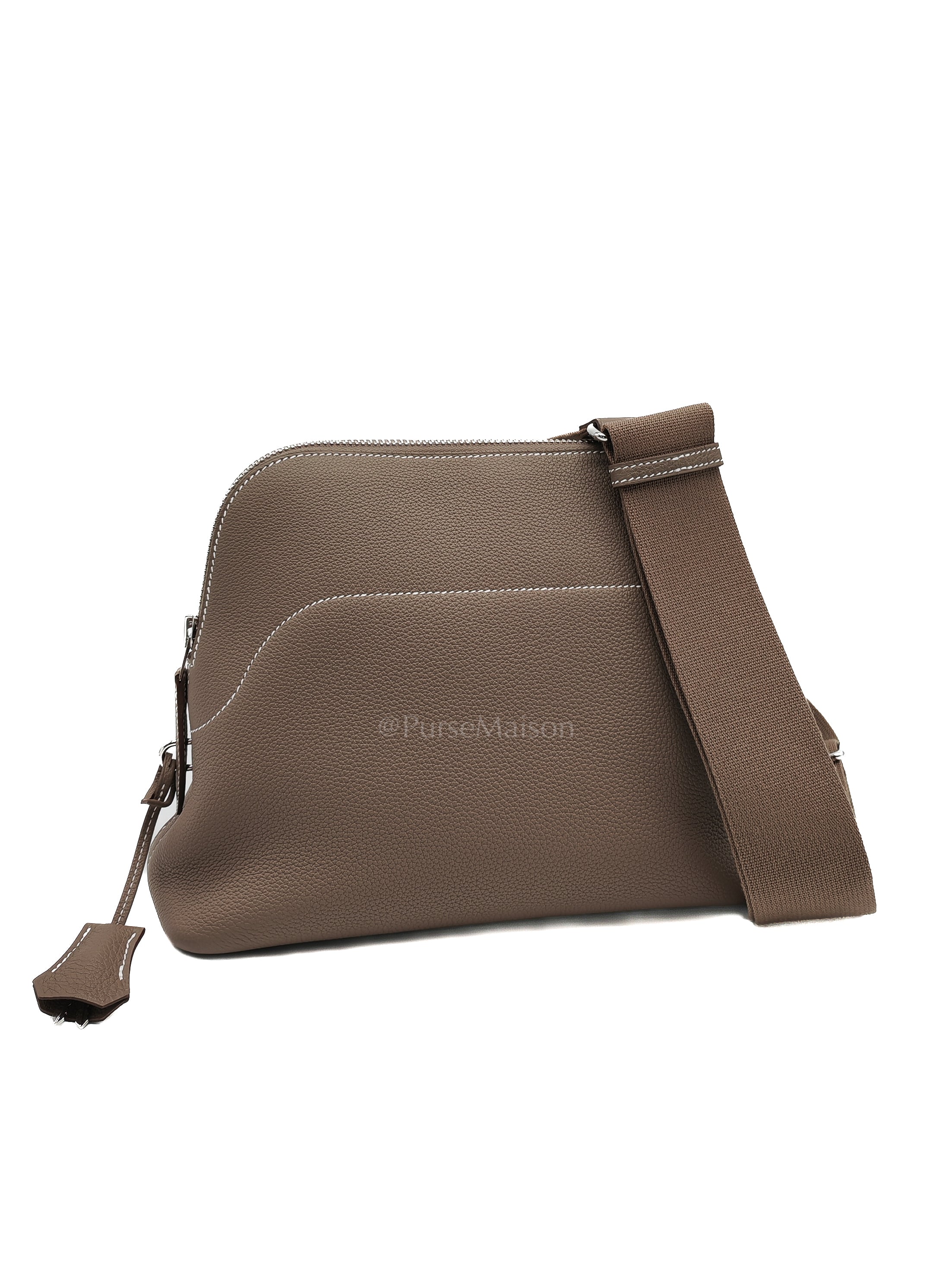 Bolide Messenger in Etoupe Evercolor Leather and Palladium Hardwarde Stamp K (2025) | Purse Maison Luxury Bags Shop