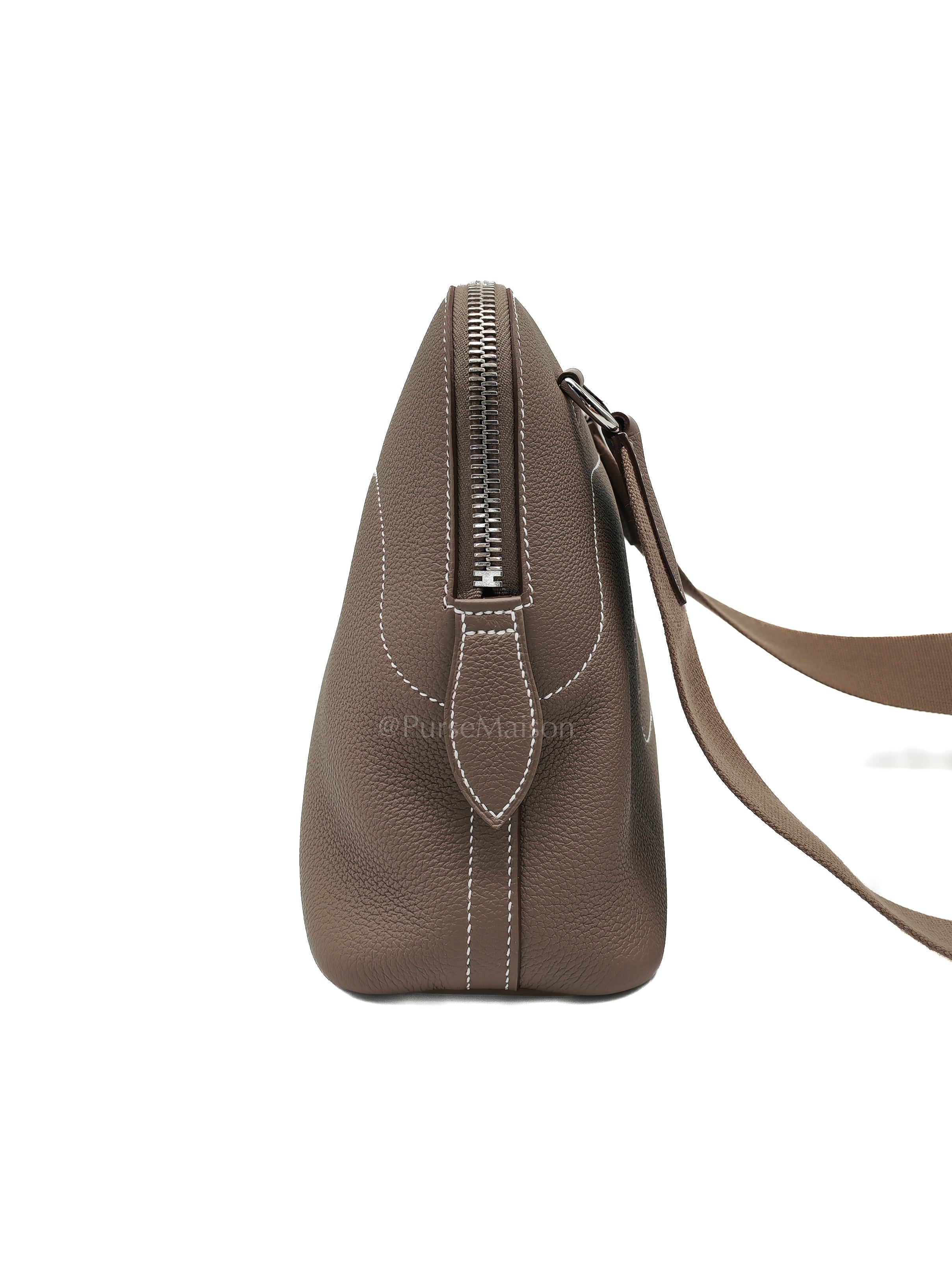 Bolide Messenger in Etoupe Evercolor Leather and Palladium Hardwarde Stamp K (2025) | Purse Maison Luxury Bags Shop