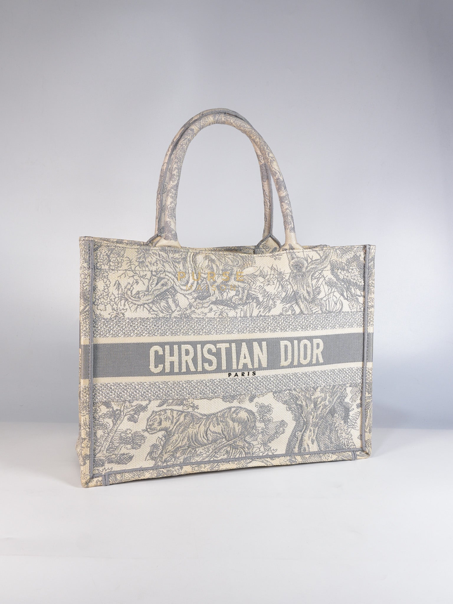 Book Tote Bag Medium in White & Gray | Purse Maison Luxury Bags Shop