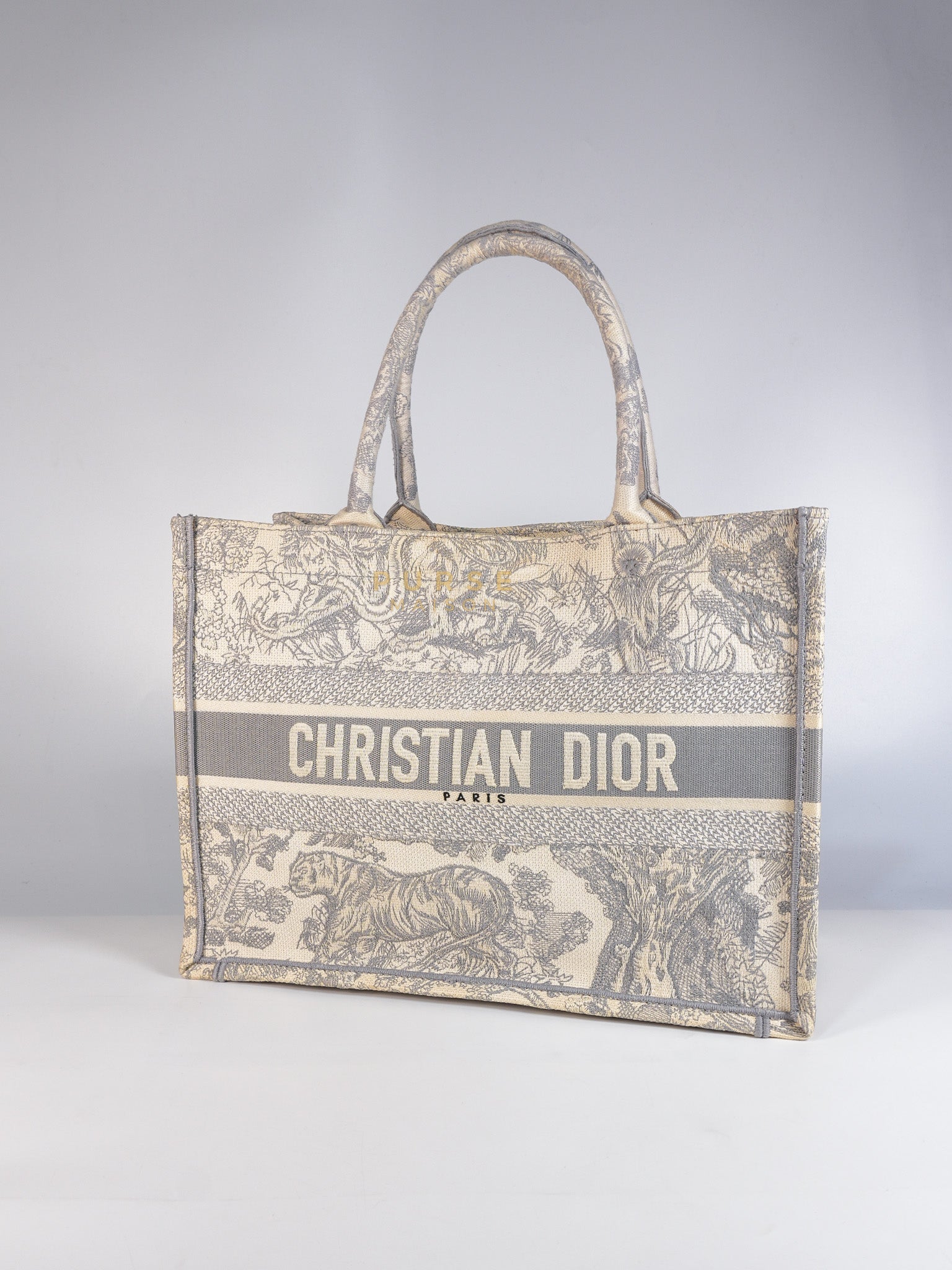 Book Tote Bag Medium in White & Gray | Purse Maison Luxury Bags Shop