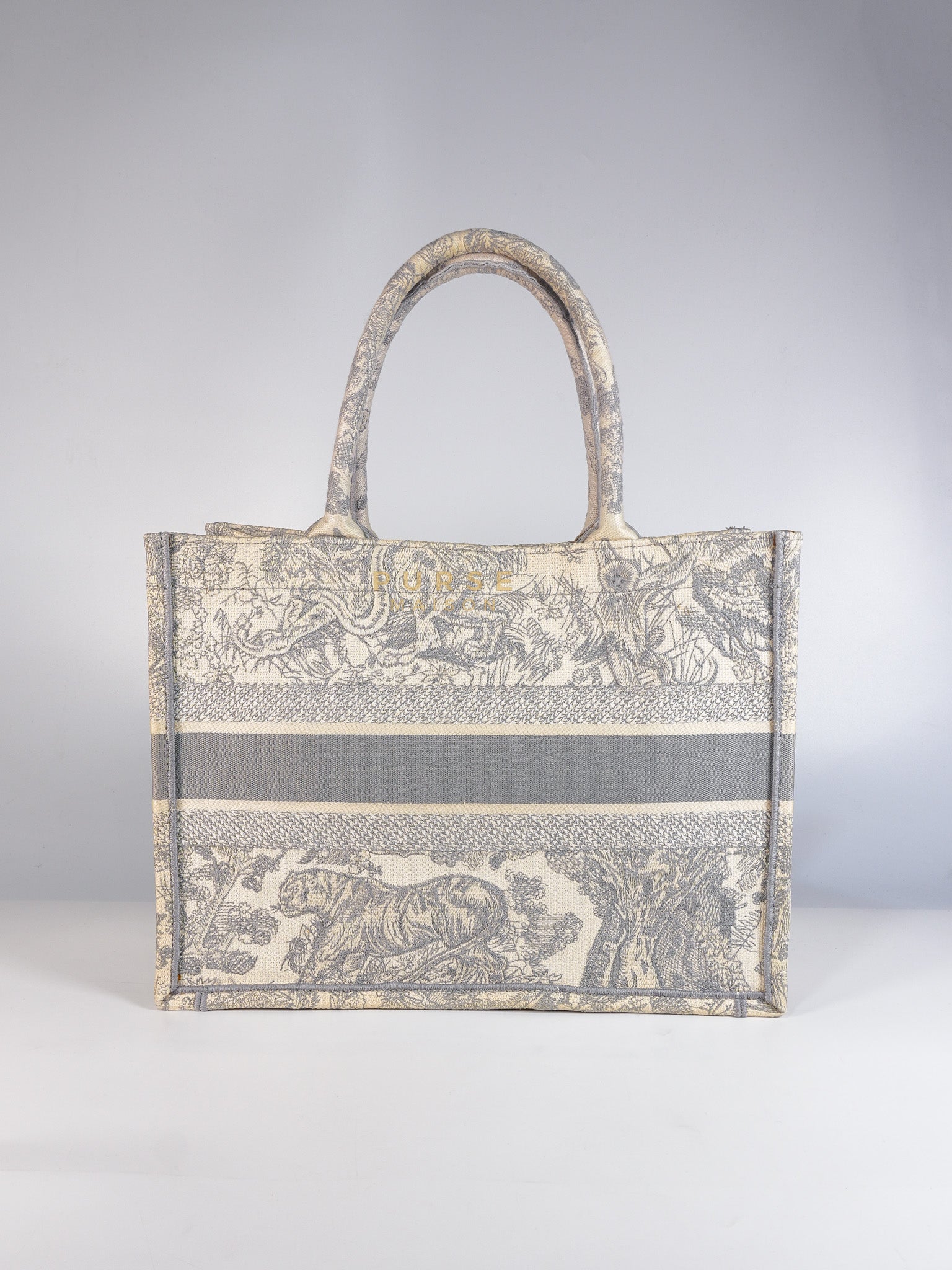 Book Tote Bag Medium in White & Gray | Purse Maison Luxury Bags Shop