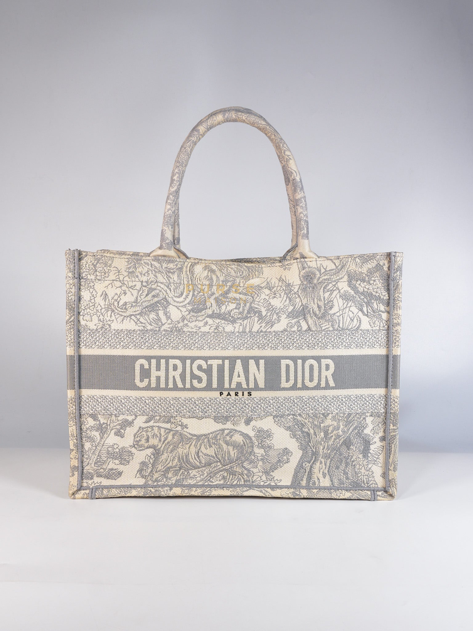 Book Tote Bag Medium in White & Gray | Purse Maison Luxury Bags Shop