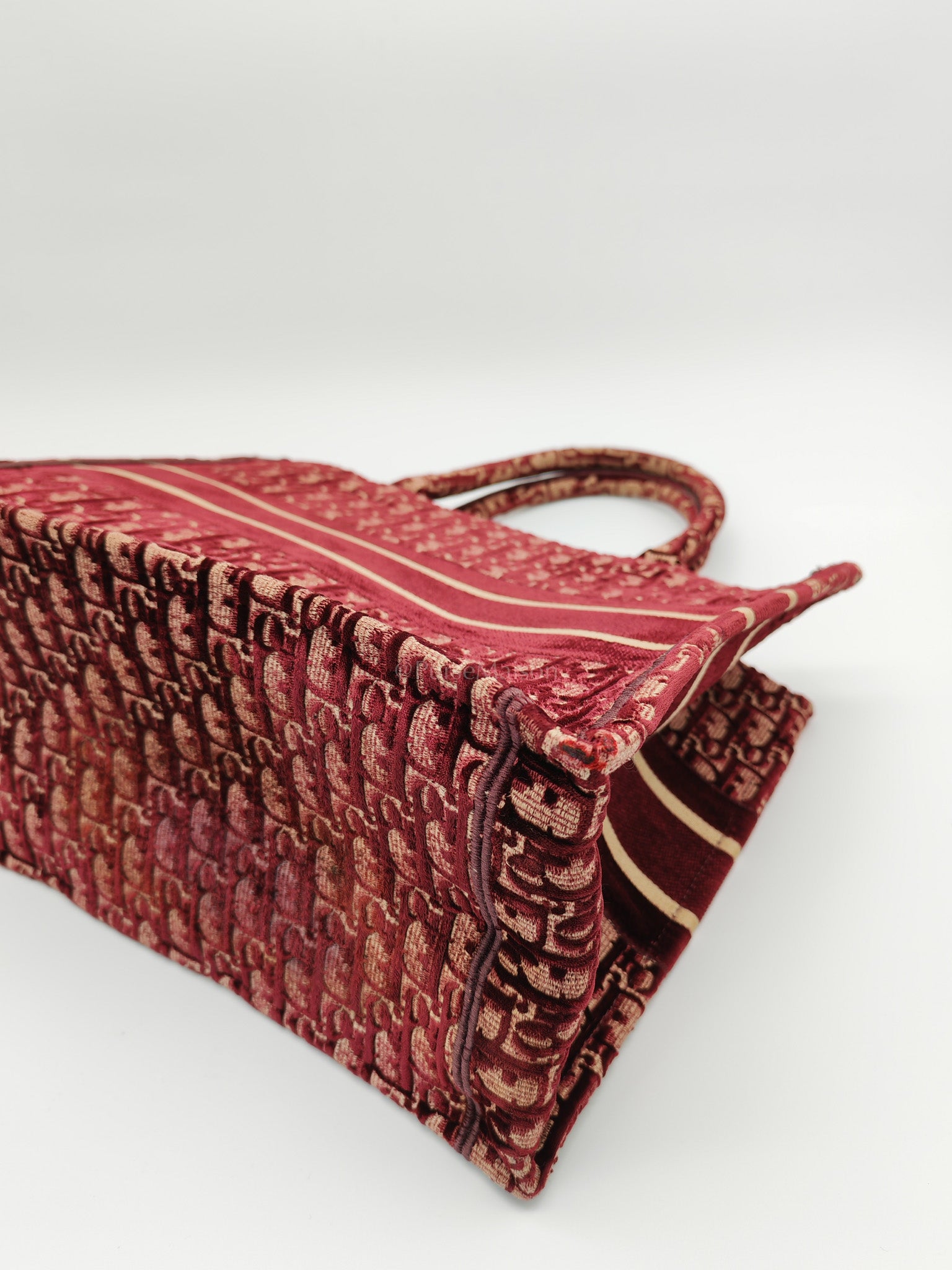 Book Tote in Burgundy Oblique Velvet Tote Bag | Purse Maison Luxury Bags Shop