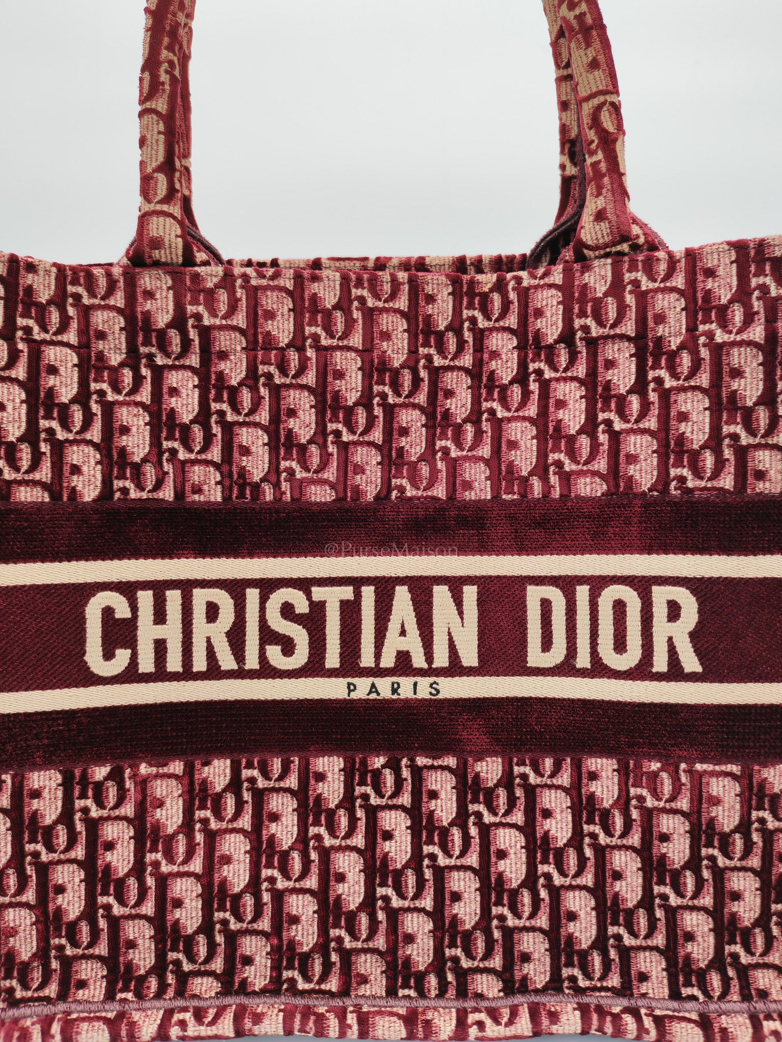 Book Tote in Burgundy Oblique Velvet Tote Bag | Purse Maison Luxury Bags Shop