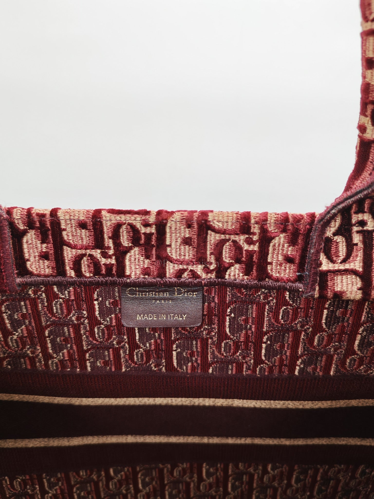 Book Tote in Burgundy Oblique Velvet Tote Bag | Purse Maison Luxury Bags Shop