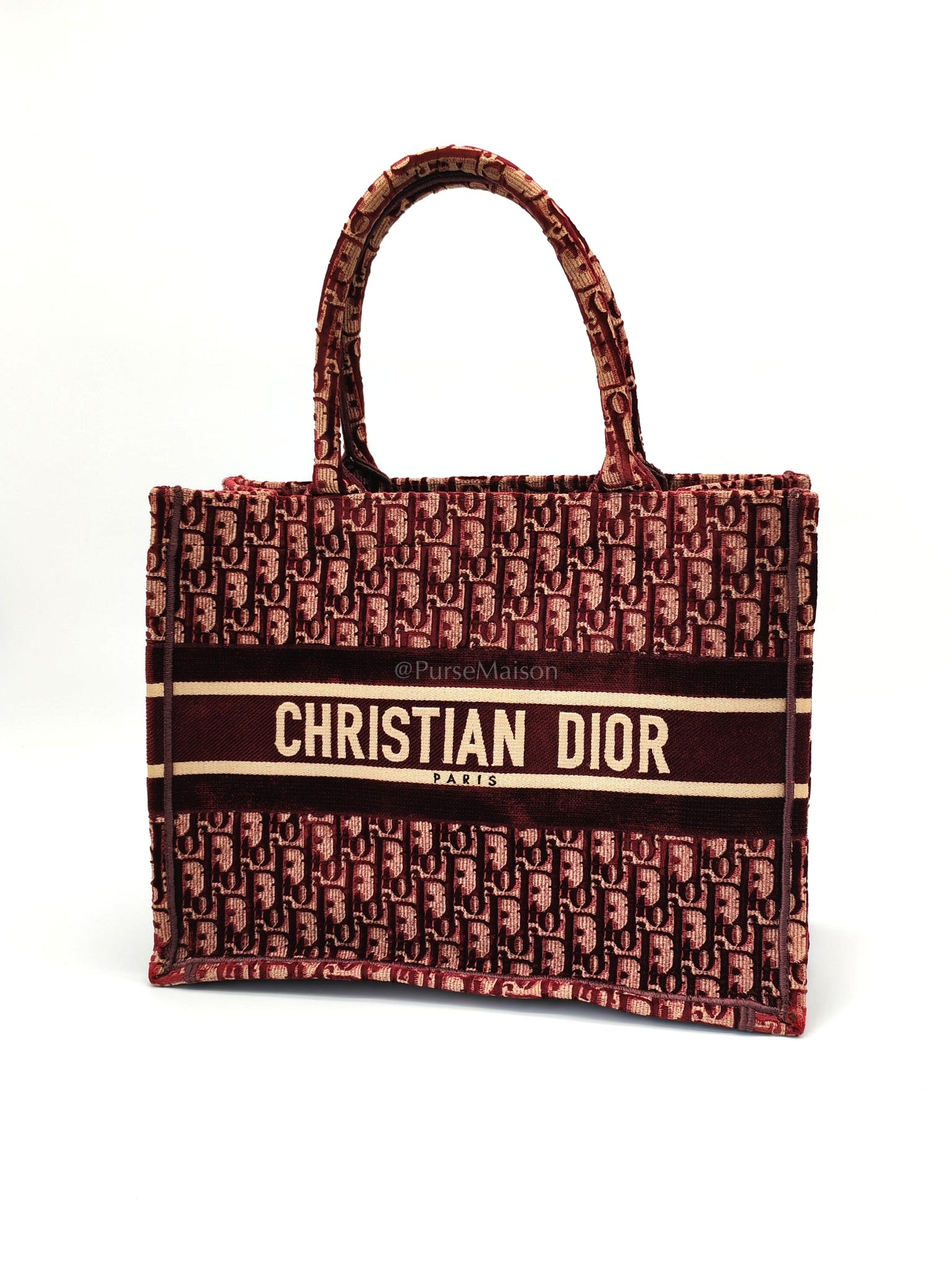 Book Tote in Burgundy Oblique Velvet Tote Bag | Purse Maison Luxury Bags Shop