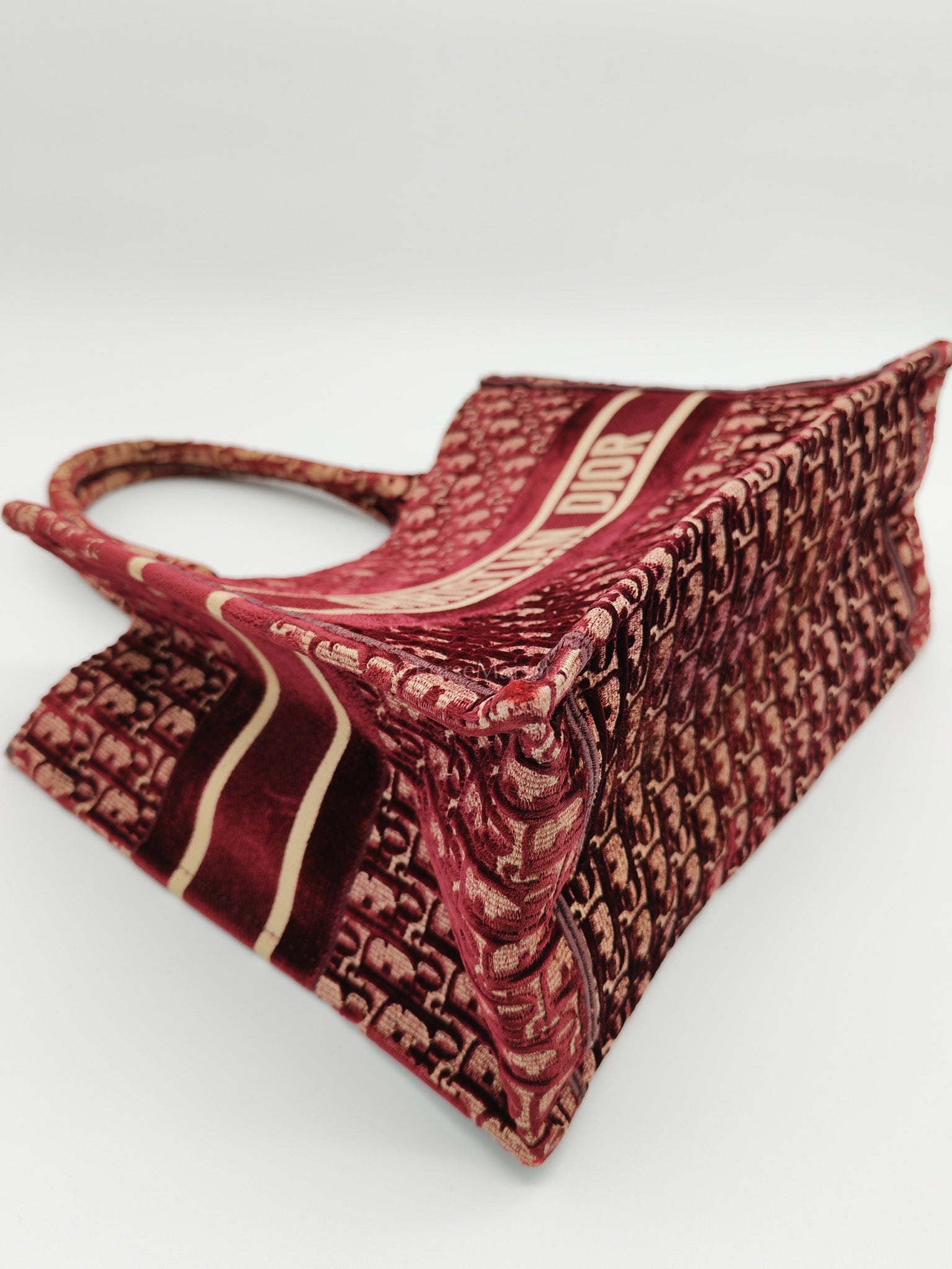 Book Tote in Burgundy Oblique Velvet Tote Bag | Purse Maison Luxury Bags Shop