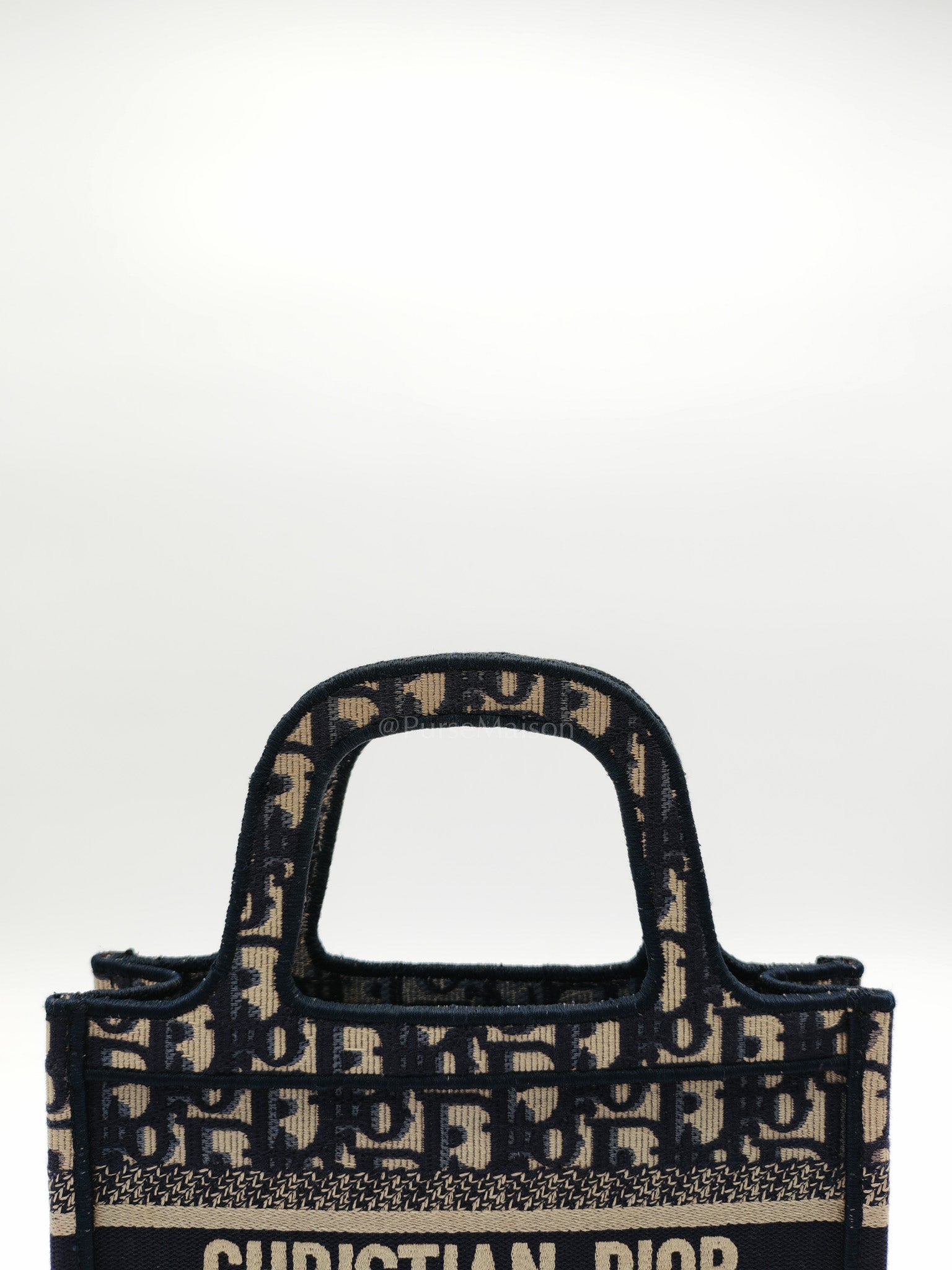 Book Tote Mini in Blue Embroidered Canvas | Purse Maison Luxury Bags Shop