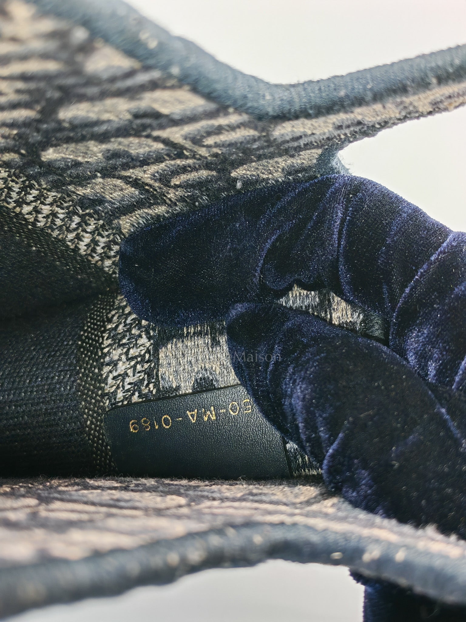 Book Tote Mini in Blue Embroidered Canvas | Purse Maison Luxury Bags Shop