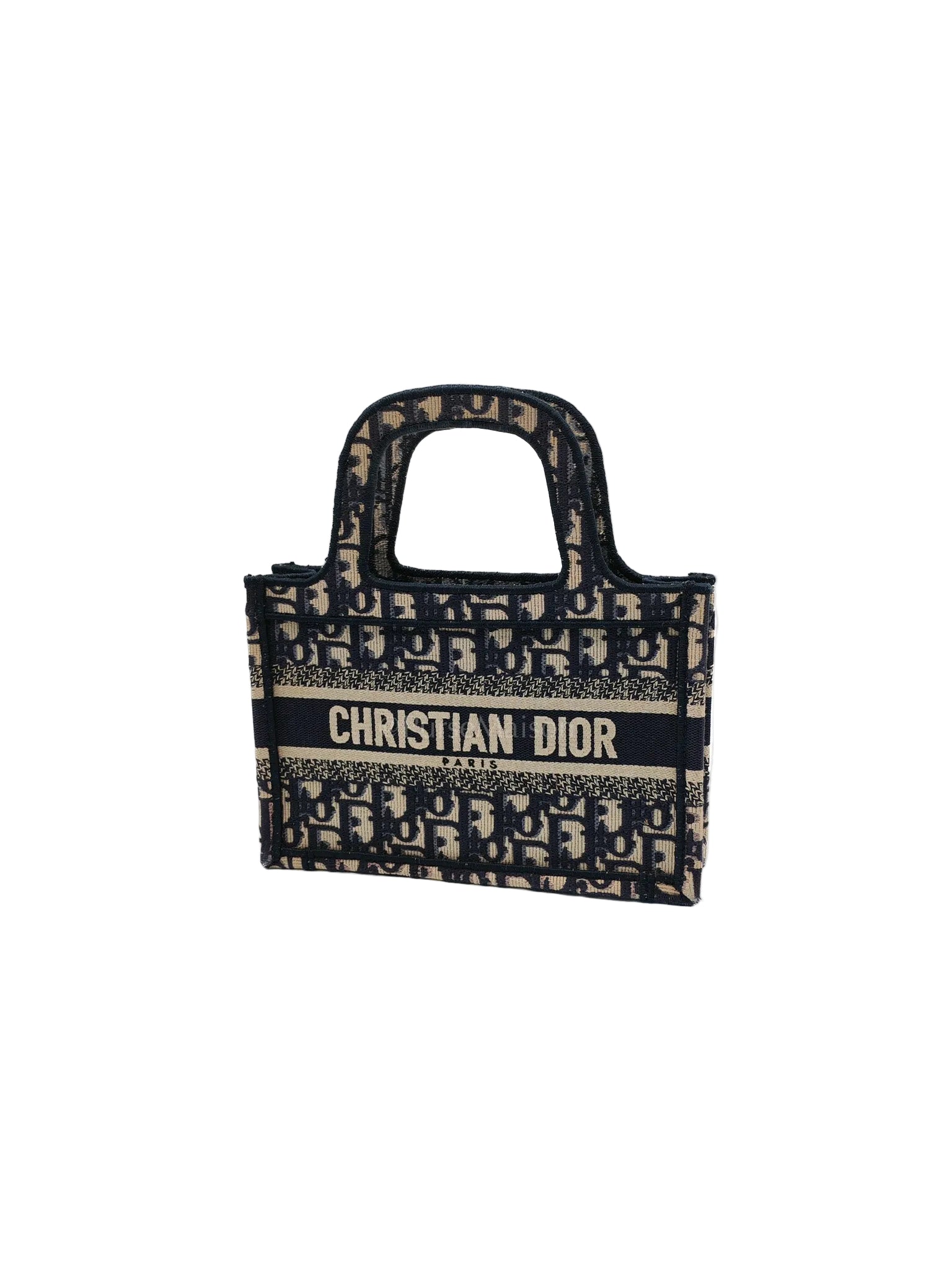 Book Tote Mini in Blue Embroidered Canvas | Purse Maison Luxury Bags Shop