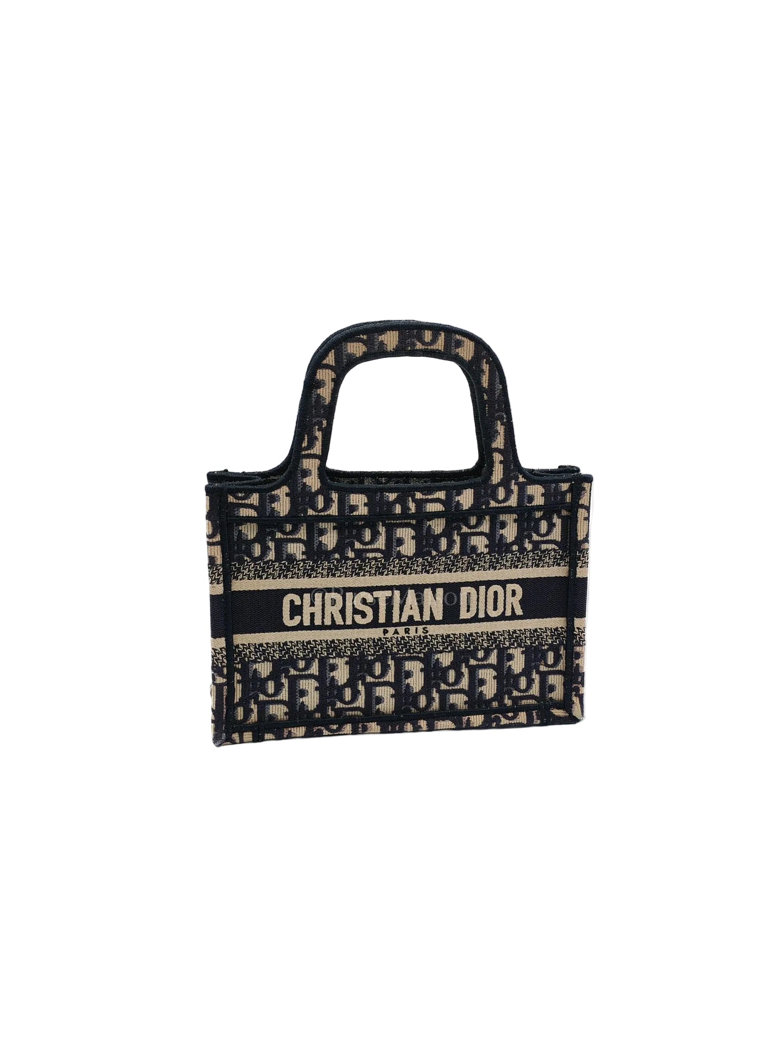 Book Tote Mini in Blue Embroidered Canvas | Purse Maison Luxury Bags Shop