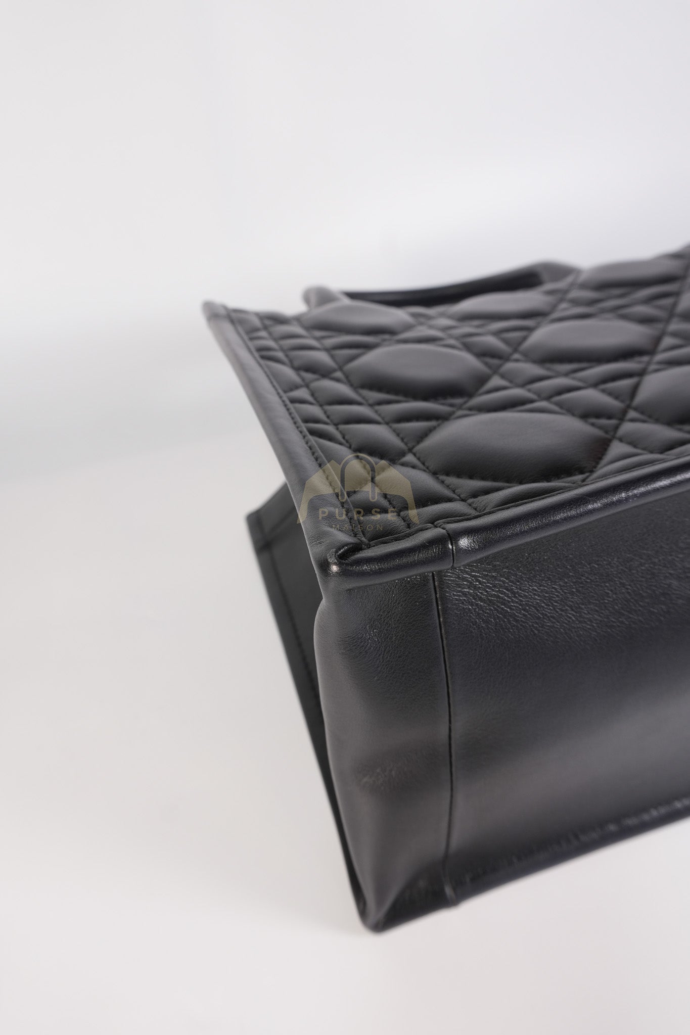 Book Tote Small in Black Macrocannage Calfskin Leather Light Gold Hardware | Purse Maison Luxury Bags Shop