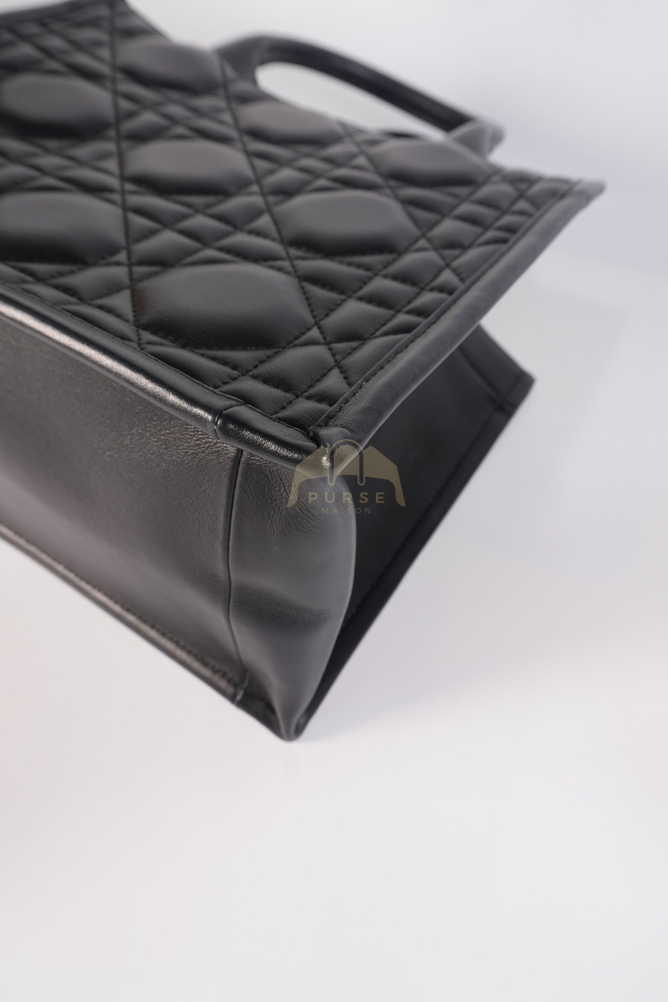 Book Tote Small in Black Macrocannage Calfskin Leather Light Gold Hardware | Purse Maison Luxury Bags Shop