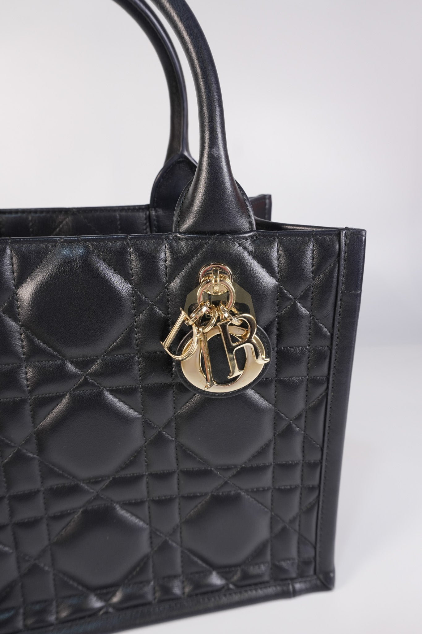 Book Tote Small in Black Macrocannage Calfskin Leather Light Gold Hardware | Purse Maison Luxury Bags Shop