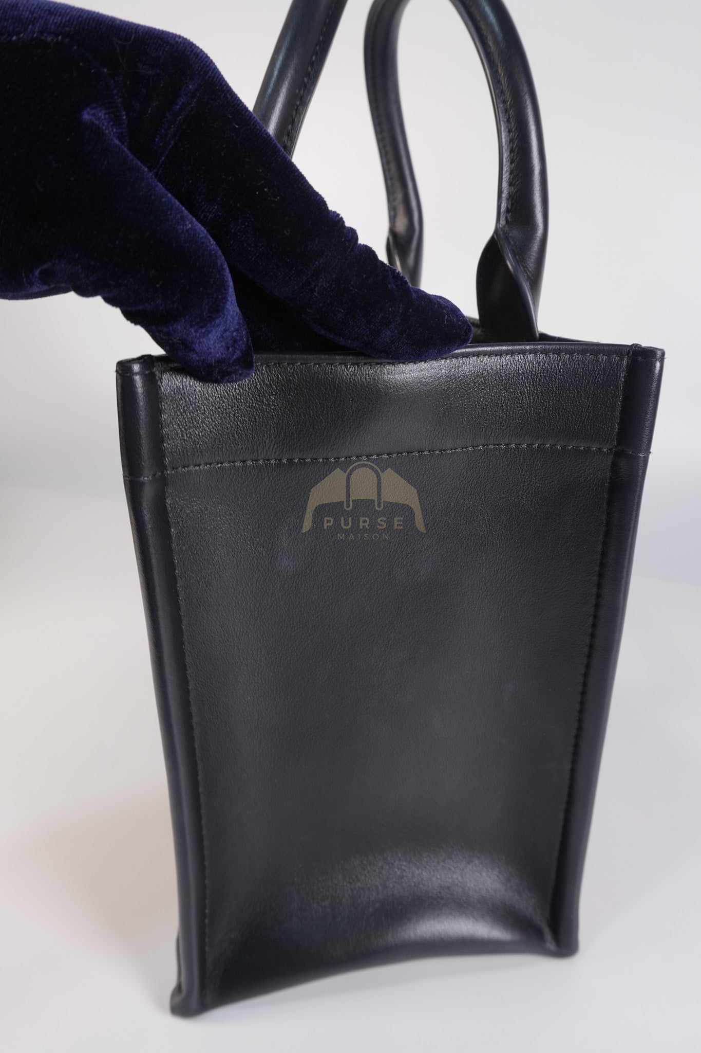 Book Tote Small in Black Macrocannage Calfskin Leather Light Gold Hardware | Purse Maison Luxury Bags Shop