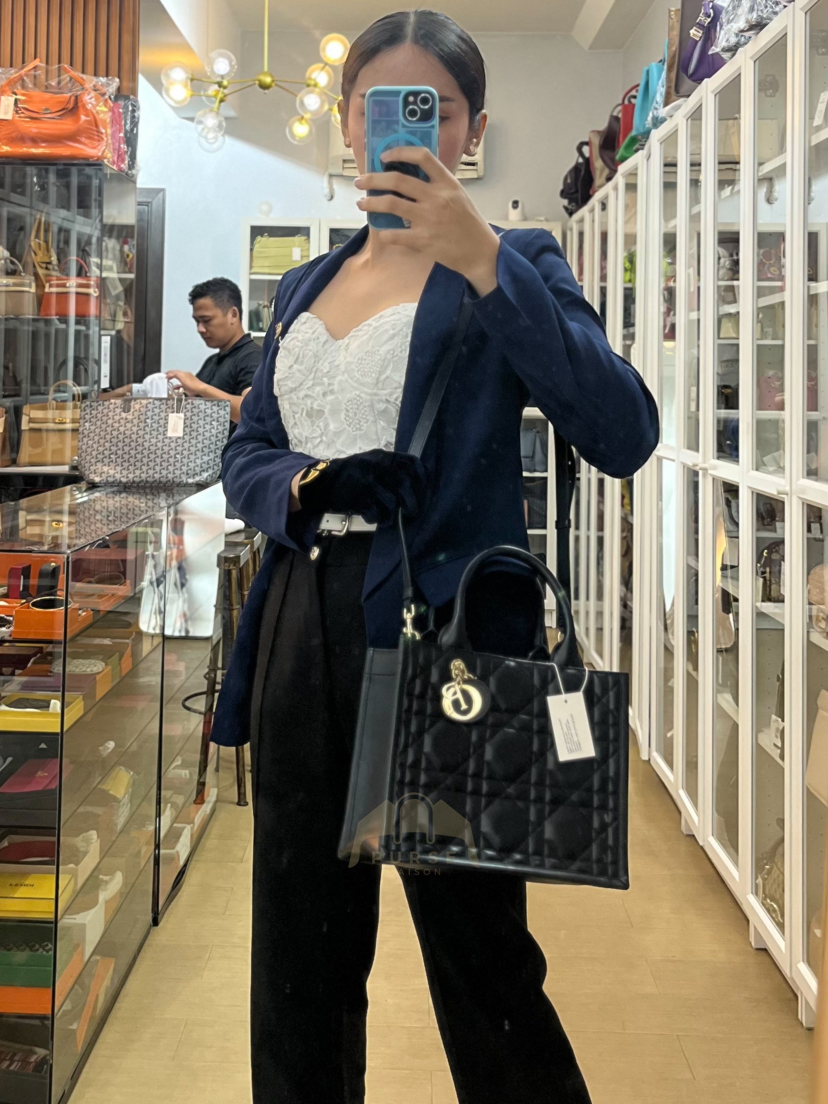 Book Tote Small in Black Macrocannage Calfskin Leather Light Gold Hardware | Purse Maison Luxury Bags Shop