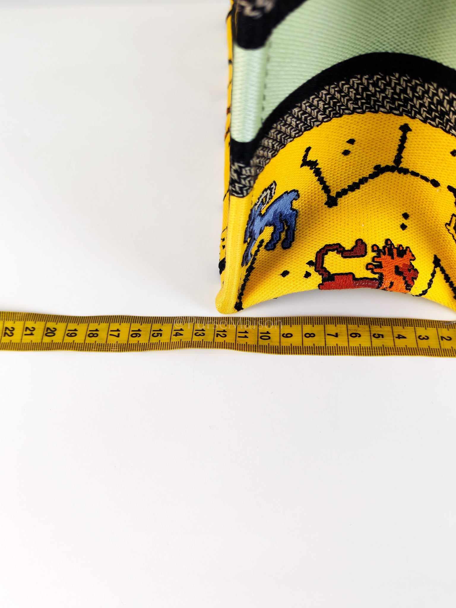 Book Tote Small in Yellow Canvas Embroidered Pixel Zodiac | Purse Maison Luxury Bags Shop