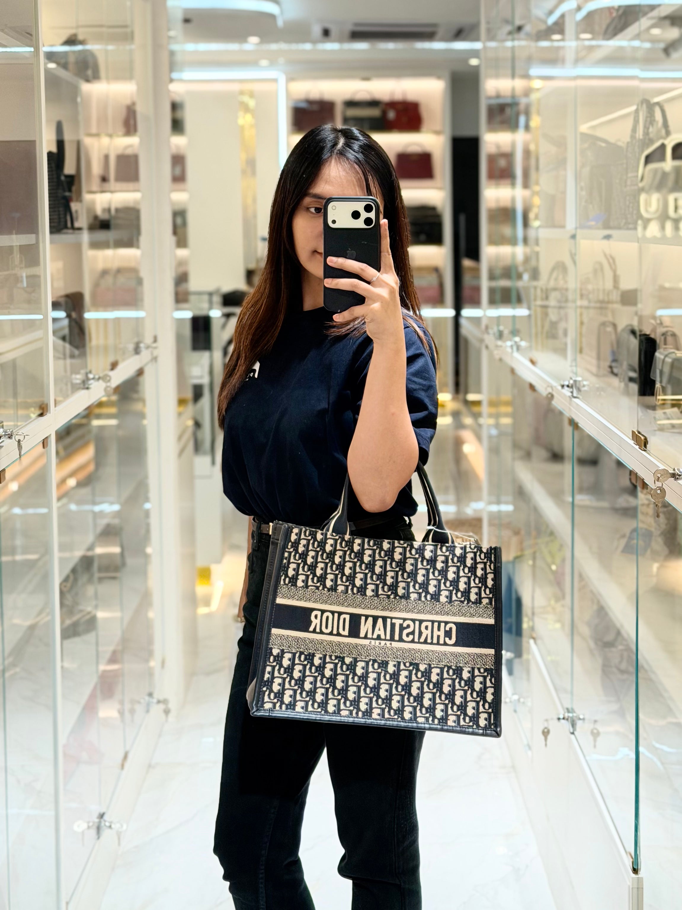 Booktote in Medium Embroidery and Calfskin Leather Shoulder Bag | Purse Maison Luxury Bags Shop