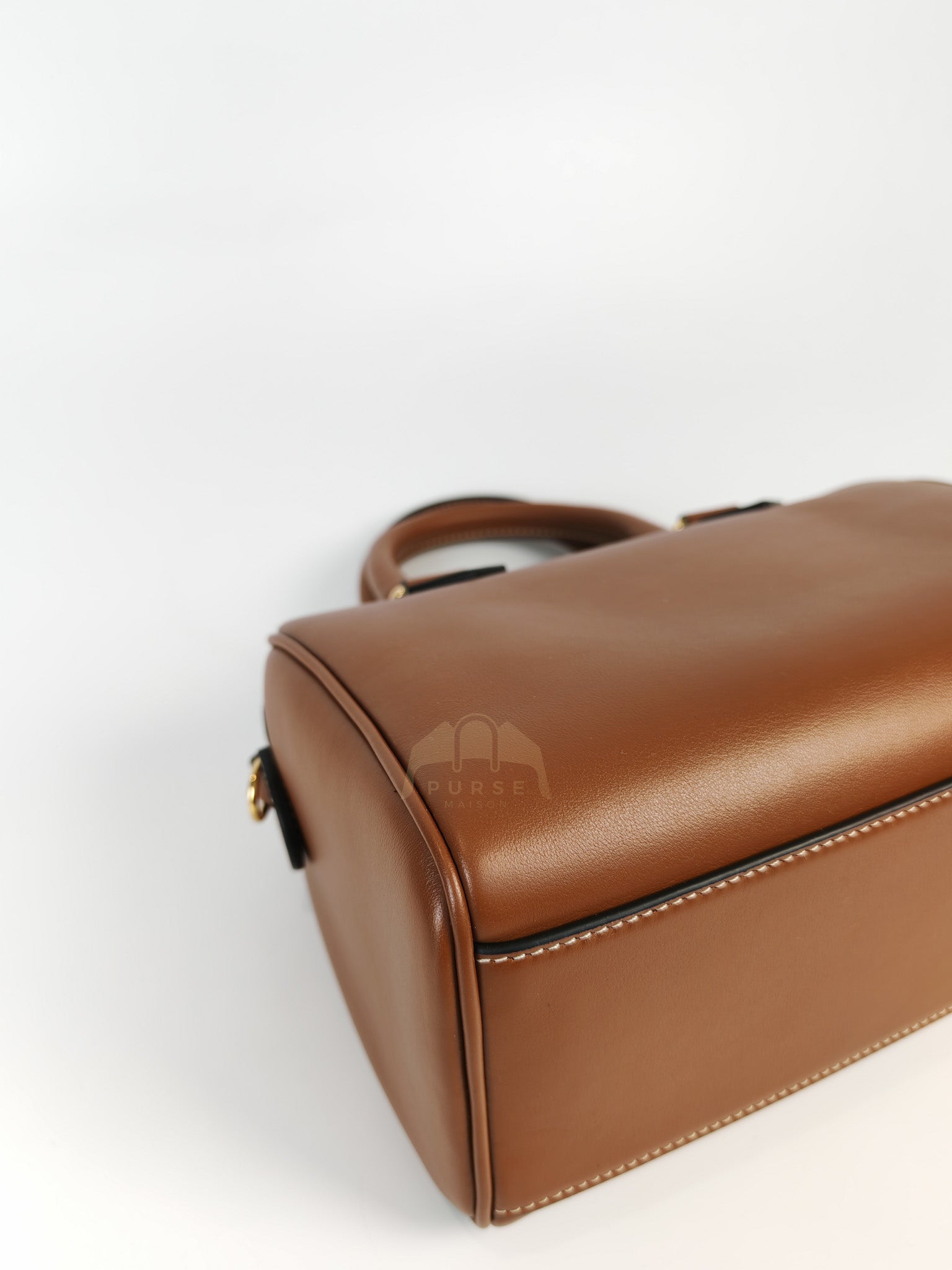 Boston Bag Small in Tan Smooth Calfskin Leather & Gold Hardware | Purse Maison Luxury Bags Shop