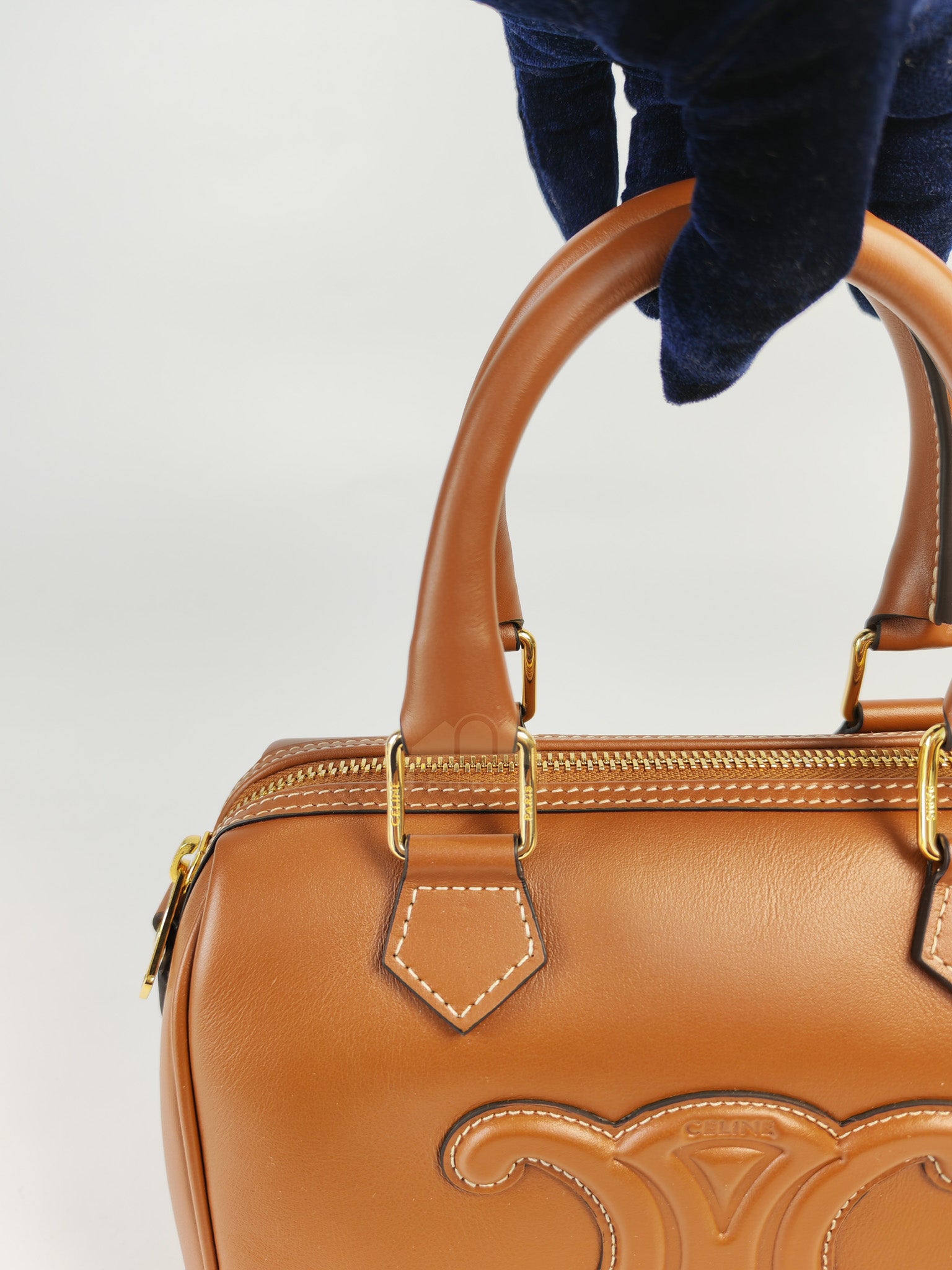 Boston Bag Small in Tan Smooth Calfskin Leather & Gold Hardware | Purse Maison Luxury Bags Shop