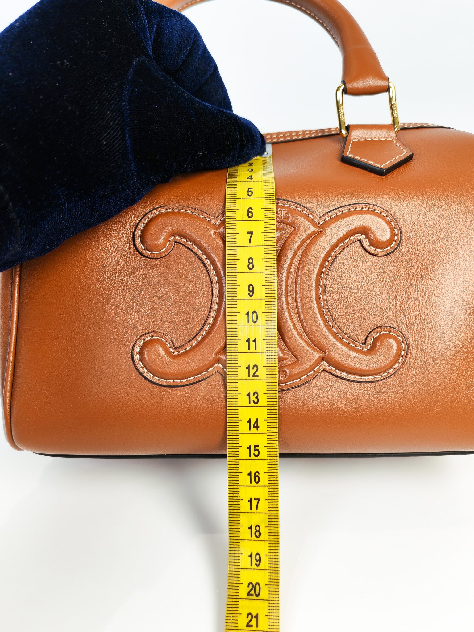 Boston Bag Small in Tan Smooth Calfskin Leather & Gold Hardware | Purse Maison Luxury Bags Shop