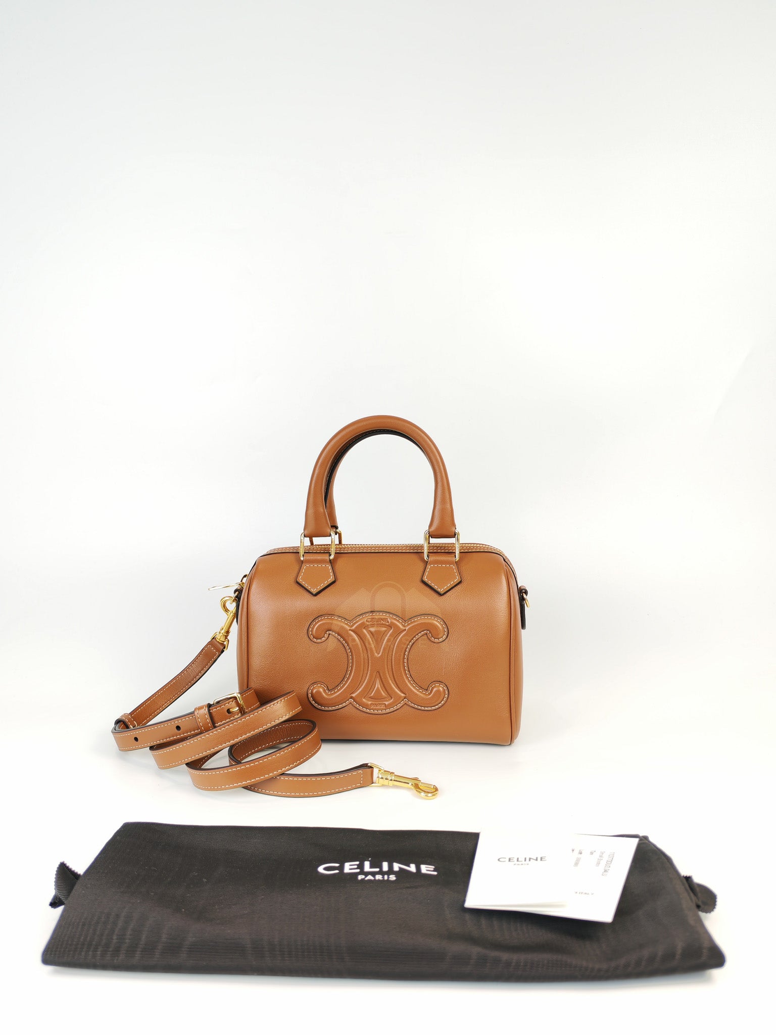 Boston Bag Small in Tan Smooth Calfskin Leather & Gold Hardware | Purse Maison Luxury Bags Shop