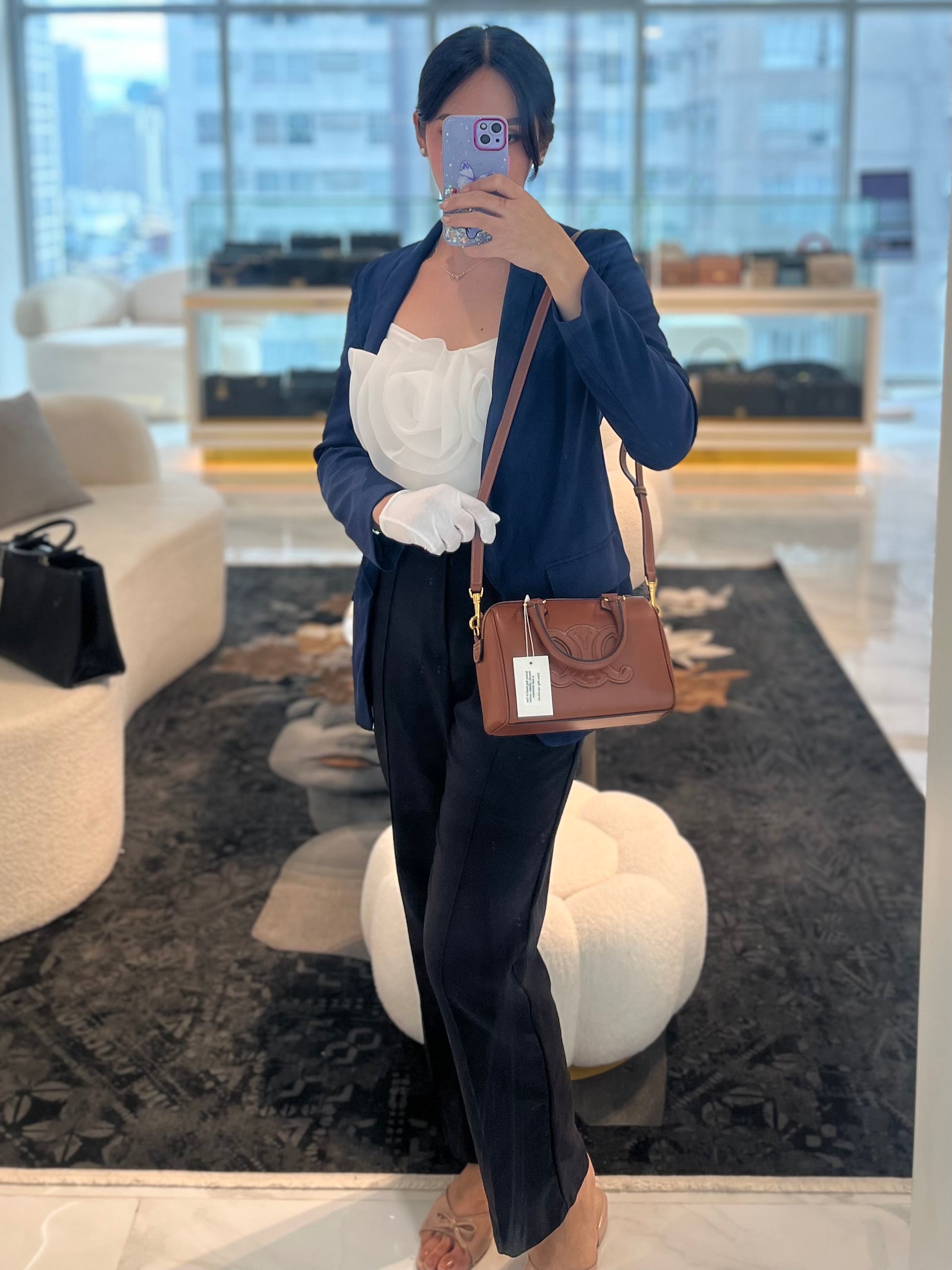 Boston Bag Small in Tan Smooth Calfskin Leather & Gold Hardware | Purse Maison Luxury Bags Shop