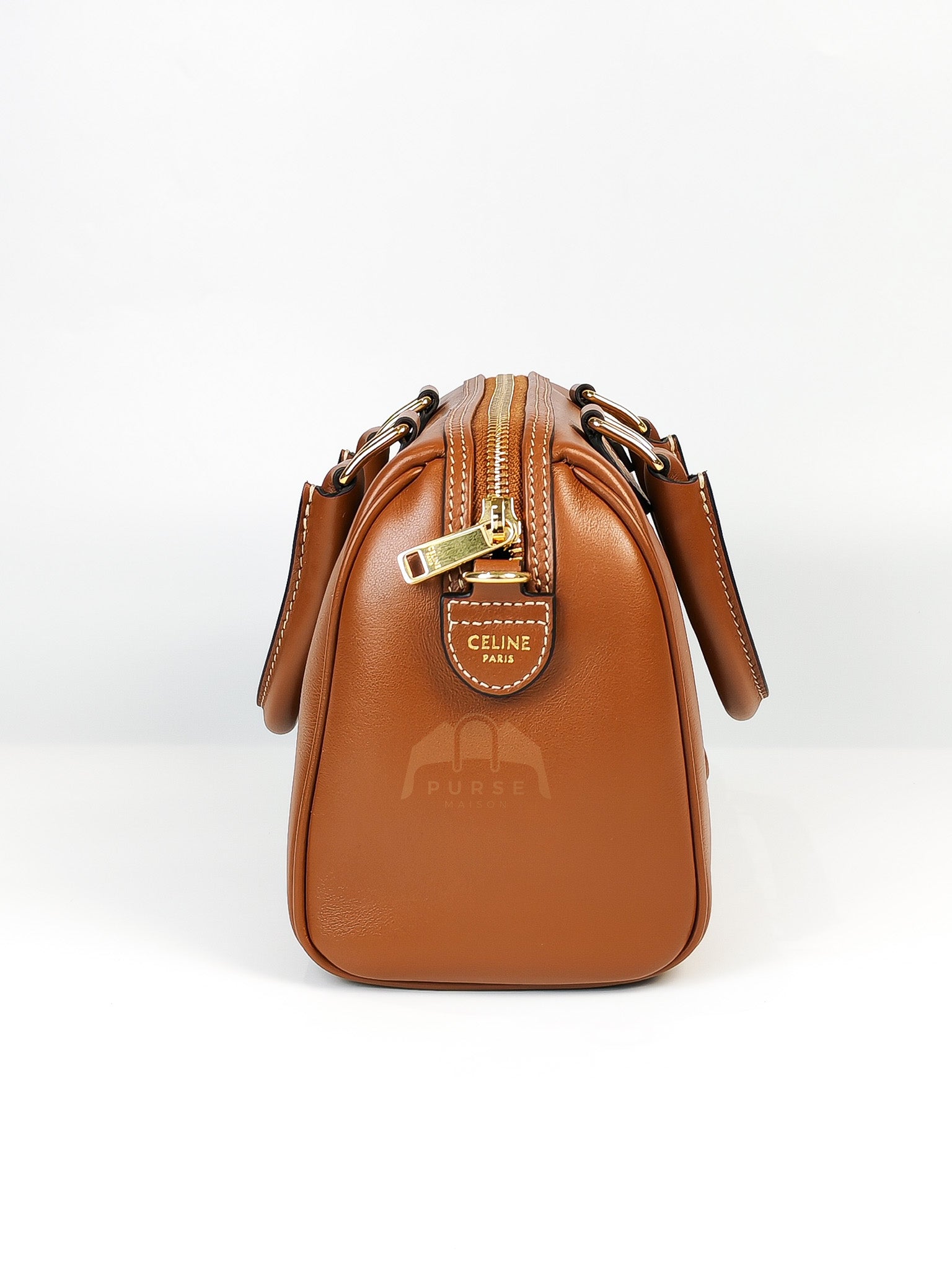 Boston Bag Small in Tan Smooth Calfskin Leather & Gold Hardware | Purse Maison Luxury Bags Shop