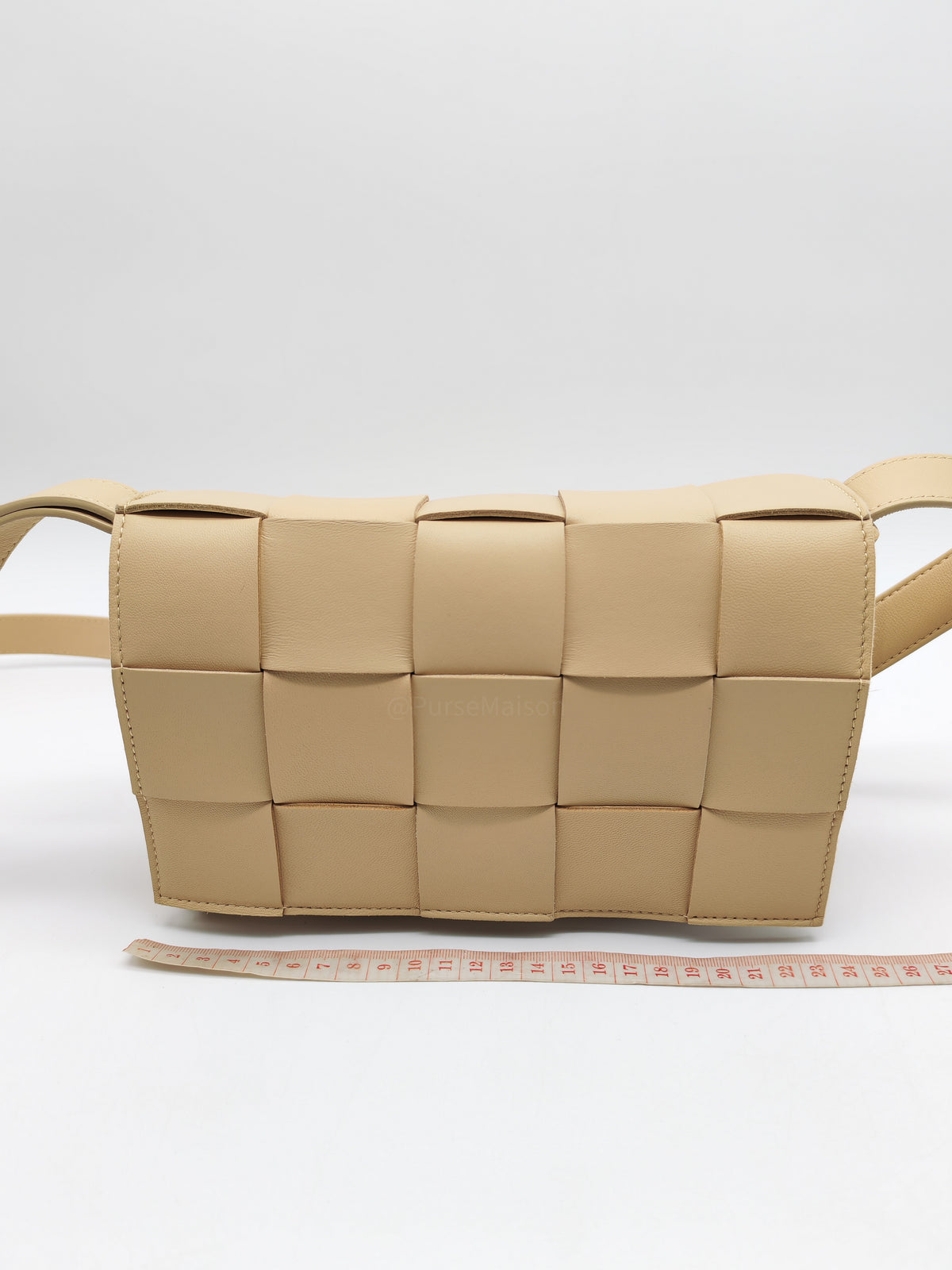 Bottega Veneta Cassette Crossbody Bag in Beige Calfskin Nappa Leather and Gold Hardware | Purse Maison Luxury Bags Shop