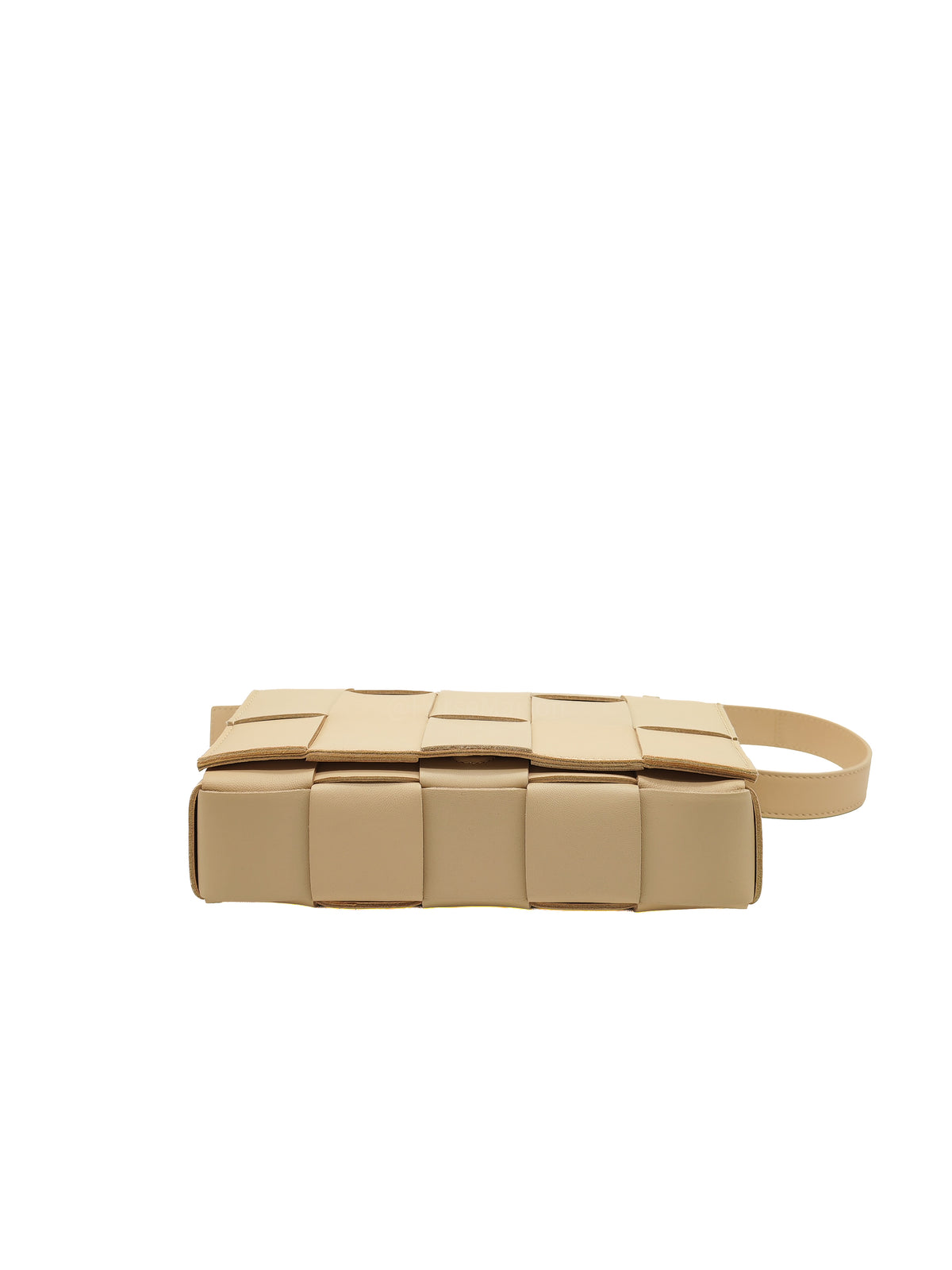 Bottega Veneta Cassette Crossbody Bag in Beige Calfskin Nappa Leather and Gold Hardware | Purse Maison Luxury Bags Shop