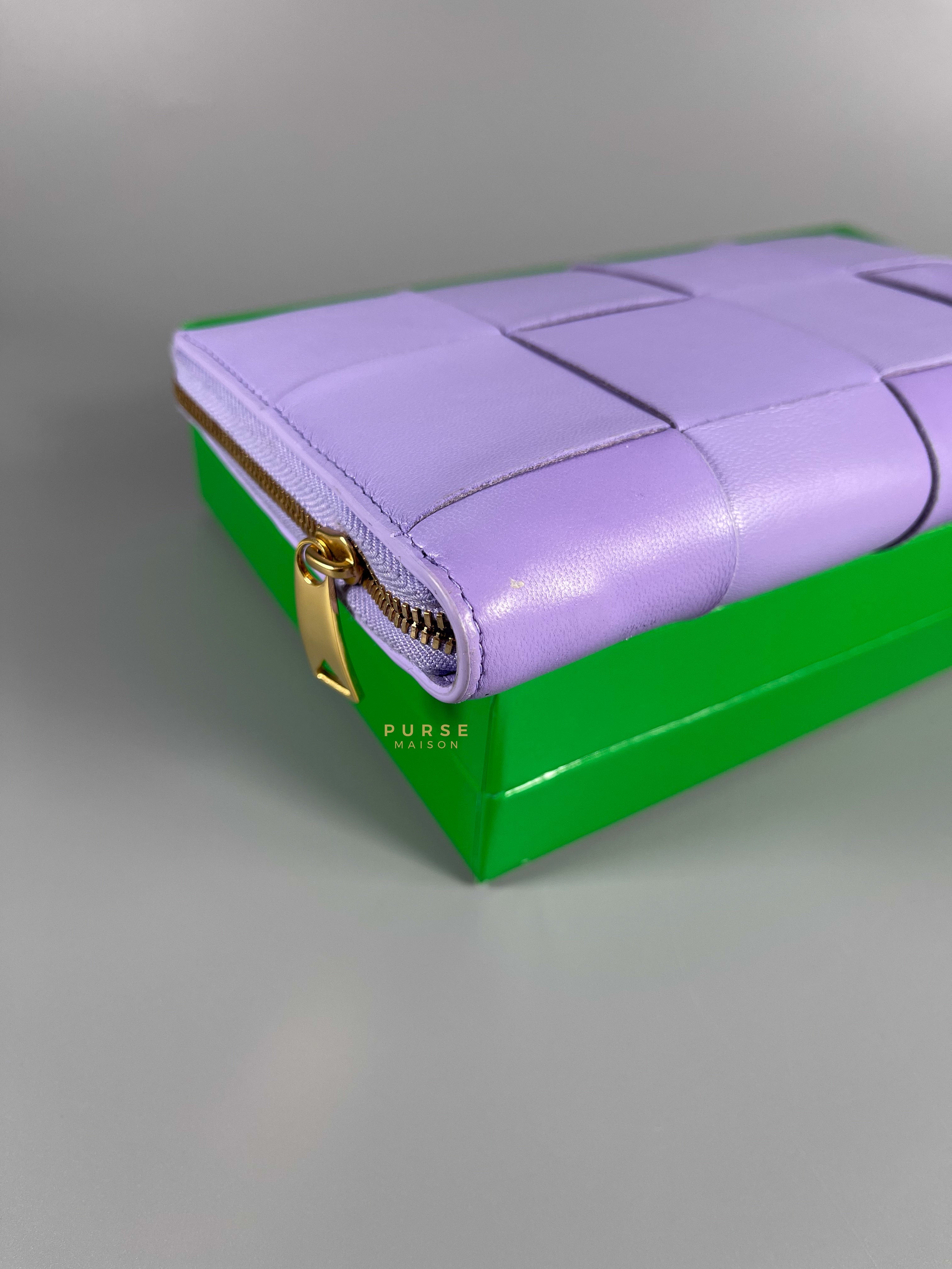 Bottega Veneta Cassette Long Zip Wallet in Purple | Purse Maison Luxury Bags Shop