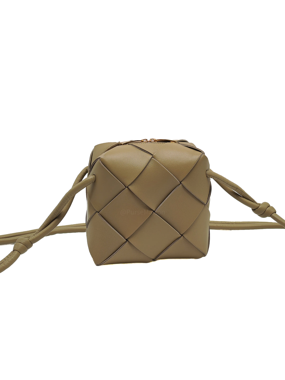 Bottega Veneta Cassette Square Camera Bag Intreccio in Taupe | Purse Maison Luxury Bags Shop