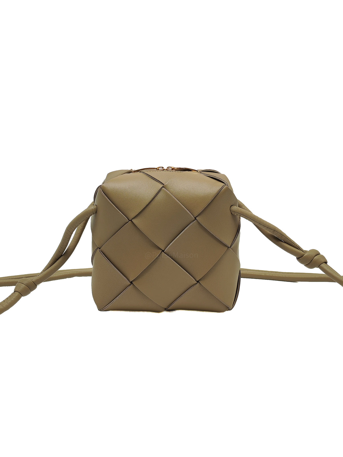 Bottega Veneta Cassette Square Camera Bag Intreccio in Taupe | Purse Maison Luxury Bags Shop