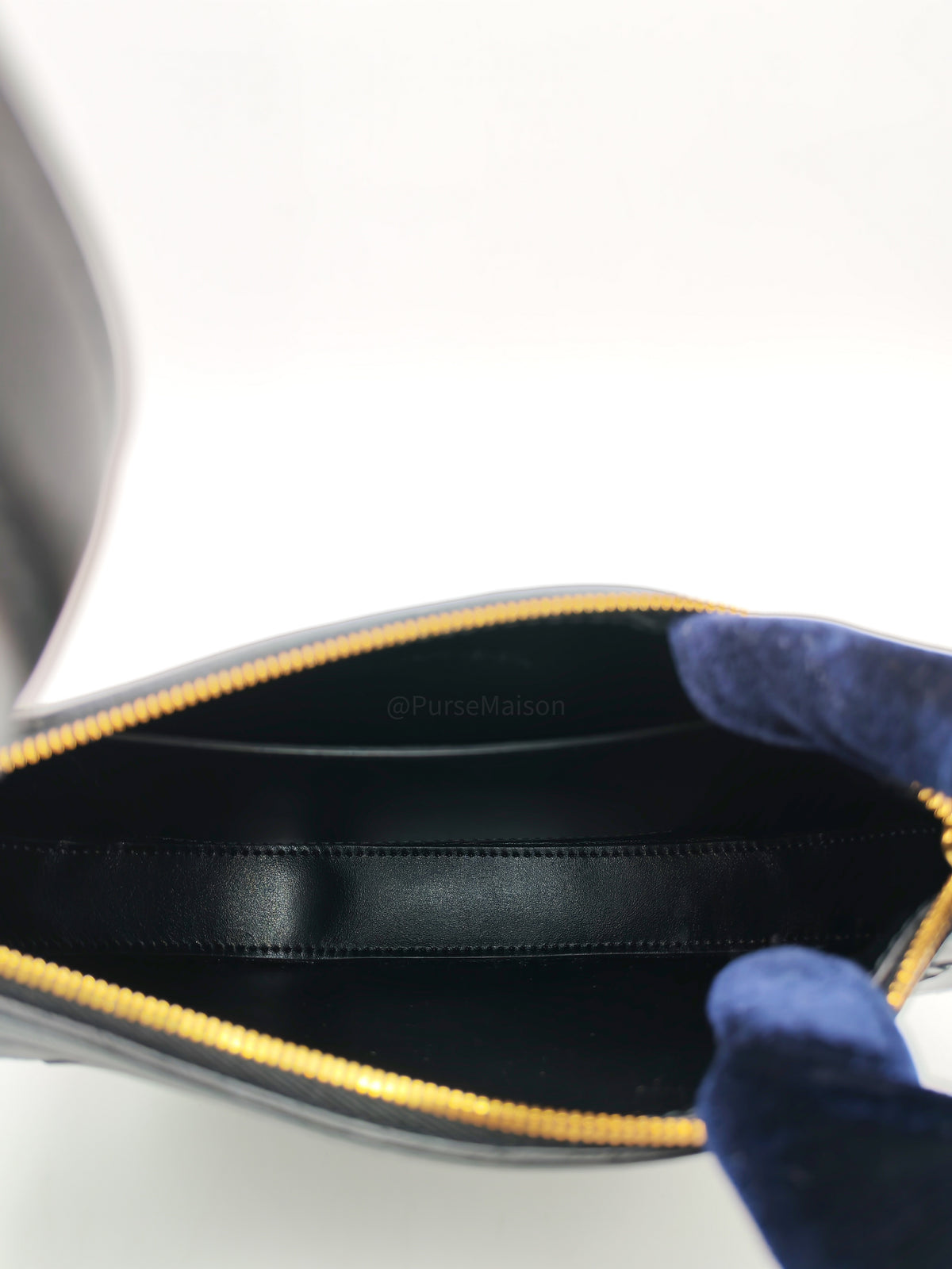 Bottega Veneta Compact Half Moon Crescent Silhoutte in Black Intrecciato Woven Leather and Gold Hardware | Purse Maison Luxury Bags Shop