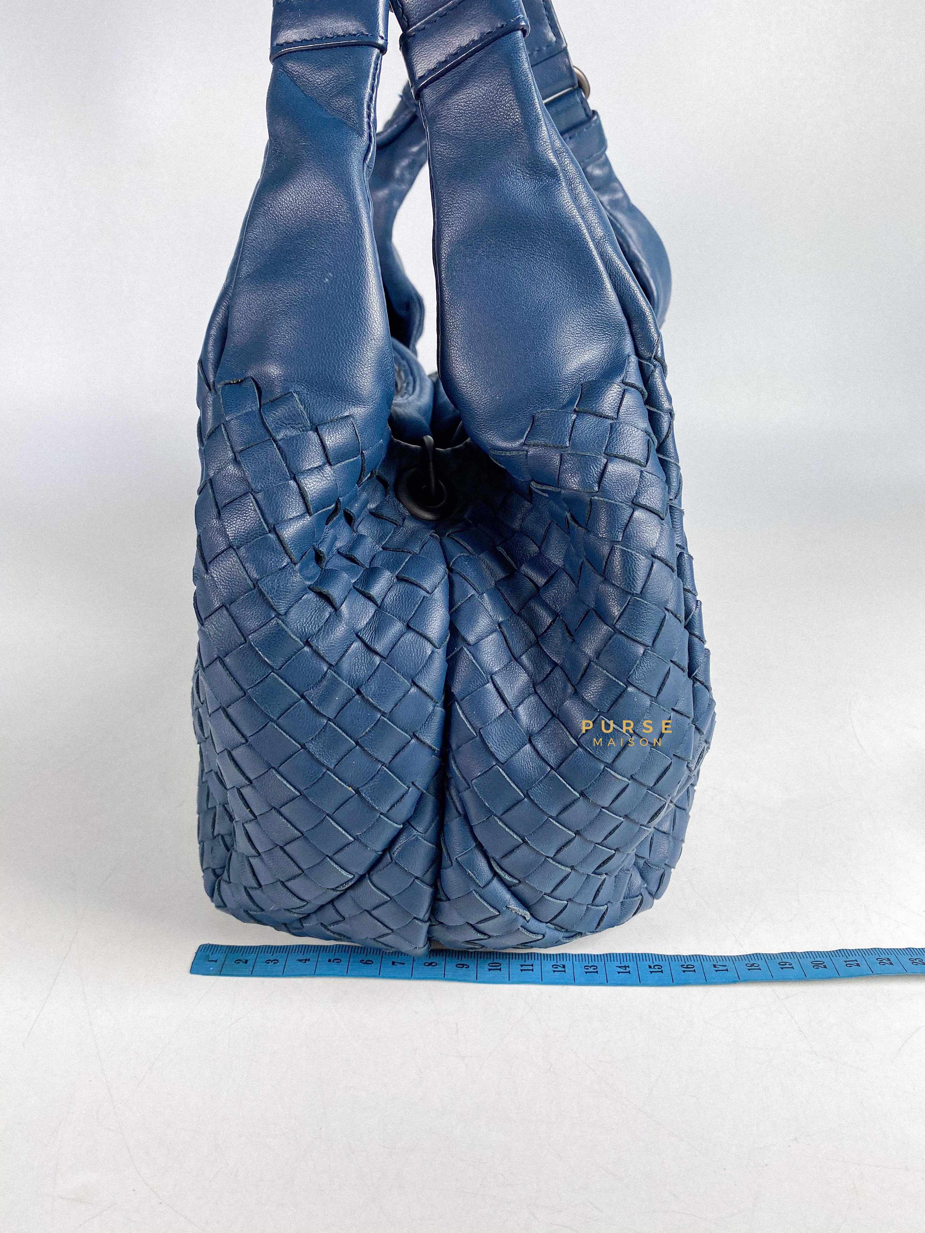 Bottega Veneta Intrecciato Medium Campana Hobo Blue Bag