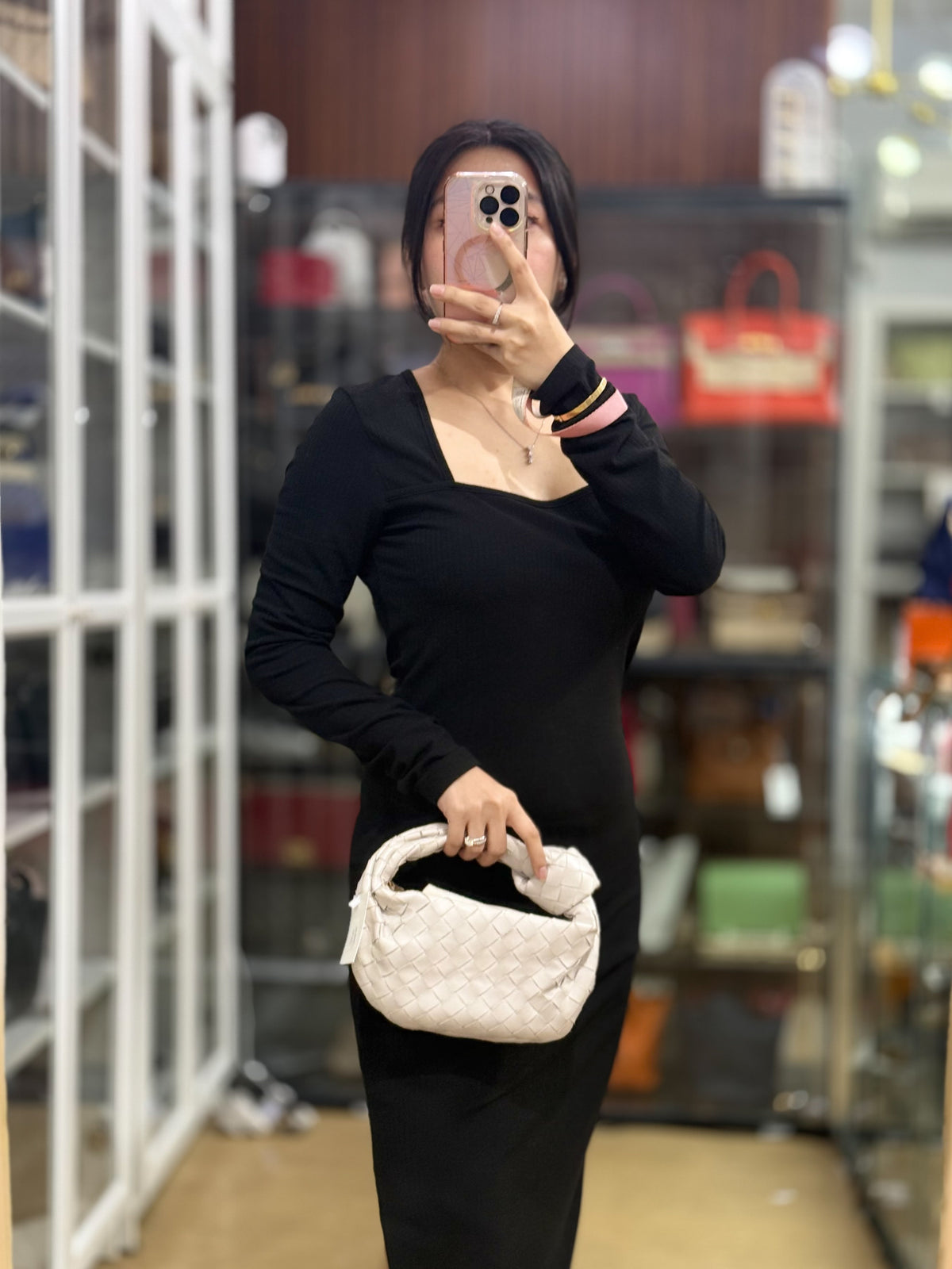 Mini Jodie Nappa Intrecciato Bag in White | Purse Maison Luxury Bags Shop
