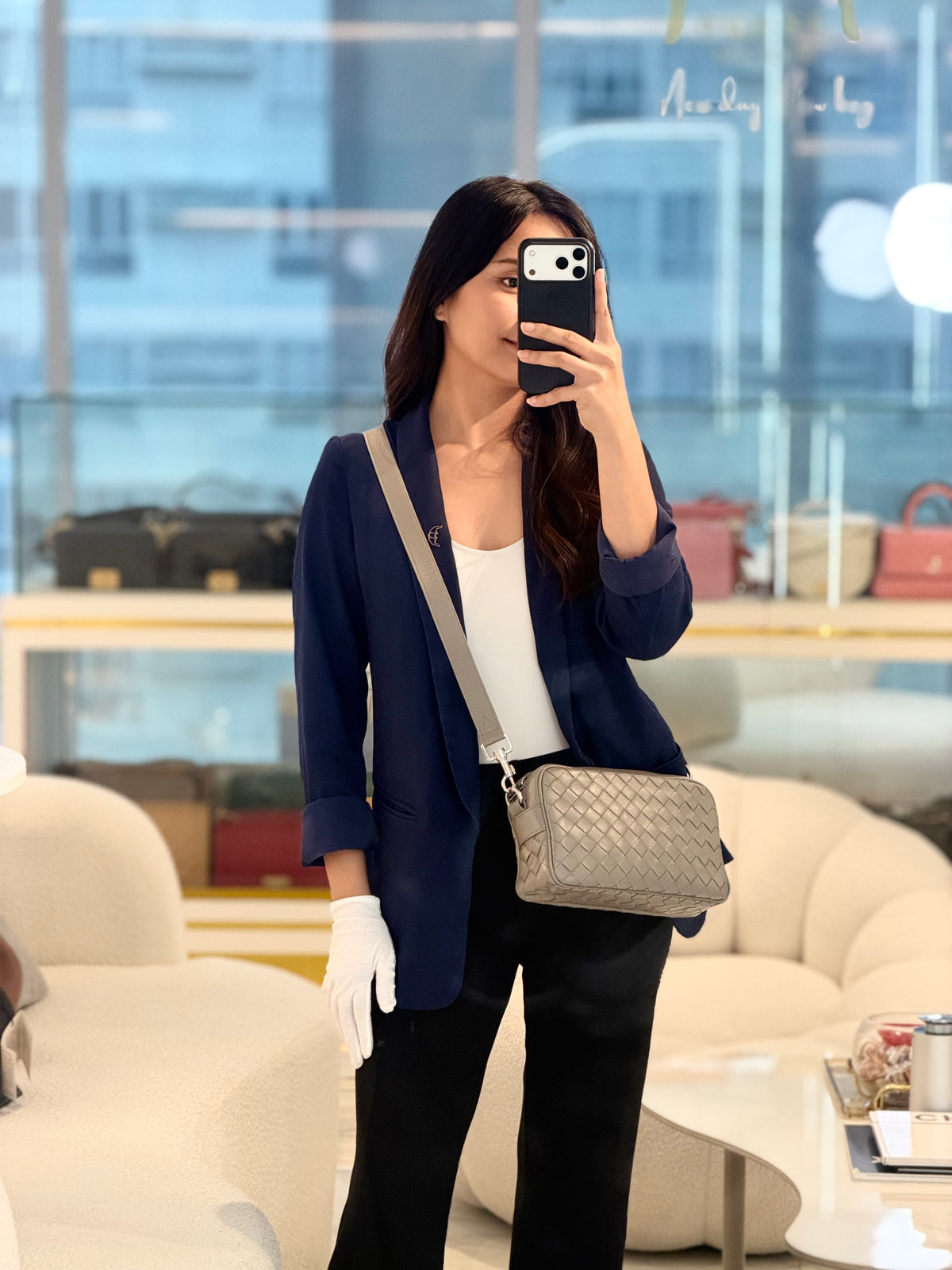 Bottega Veneta Mini Loop Camera Bag in Thunder Gray Nappa Intrecciato Leather | Purse Maison Luxury Bags Shop