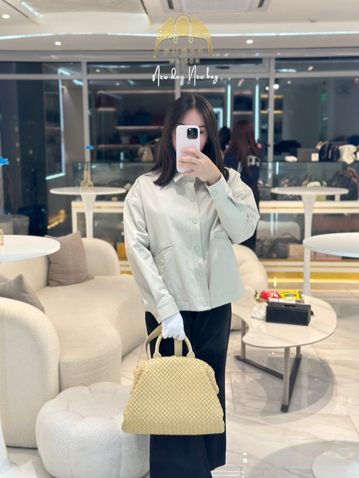 Bottega Veneta Porridge The Top Handle Tote Bag in Padded Nappa Intercciato Leather | Purse Maison Luxury Bags Shop